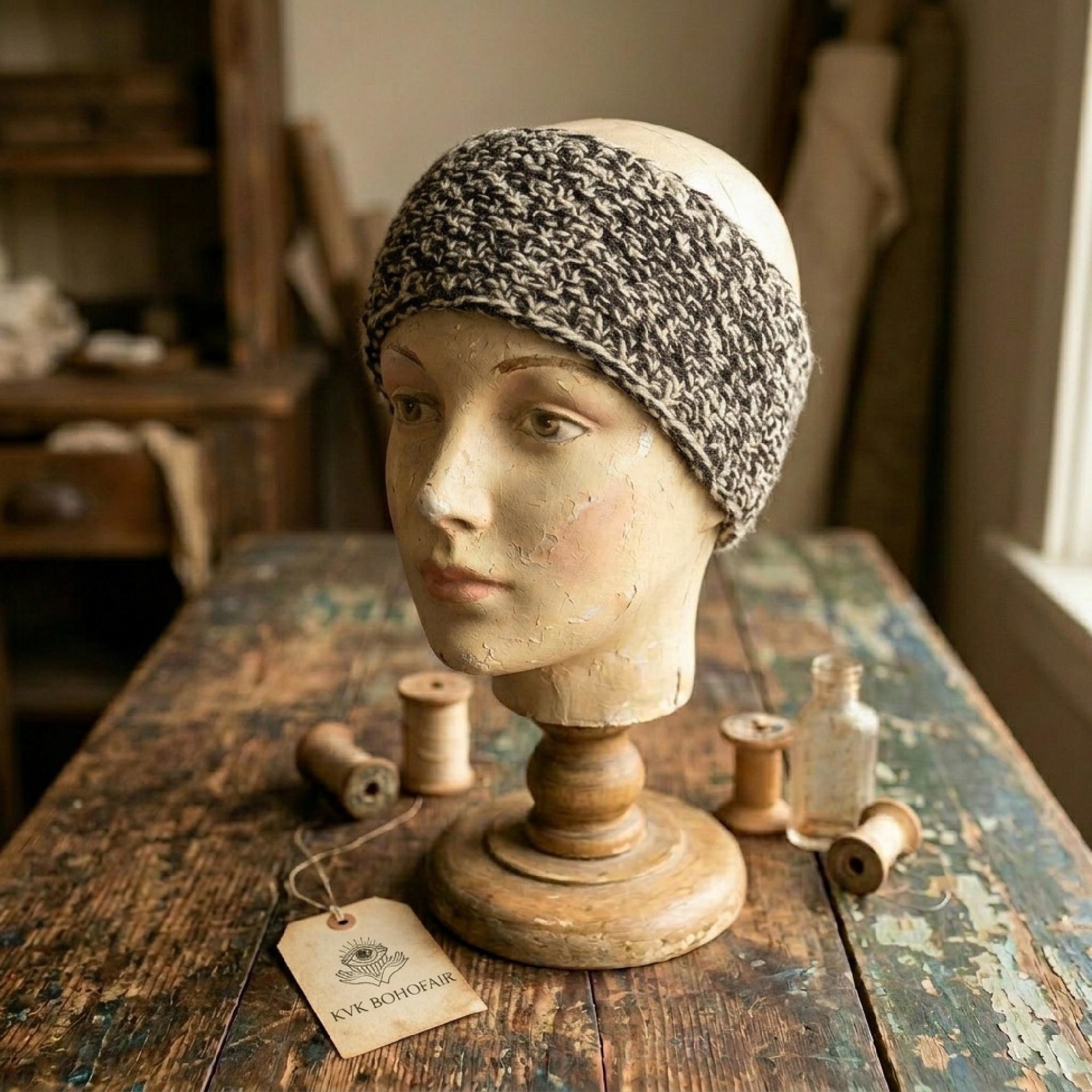 Hand-Knit 100% Wool Headband - Cozy Ear Warmer for Women