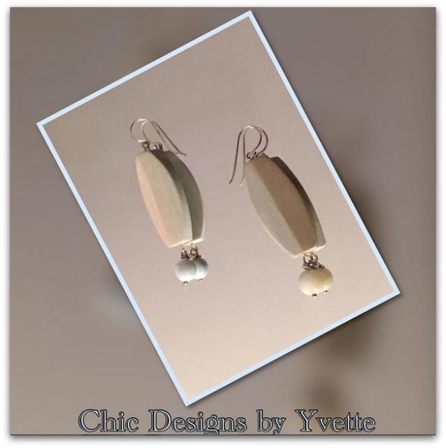 Summer Breeze Wood and Aquamarine Dangle Earrings