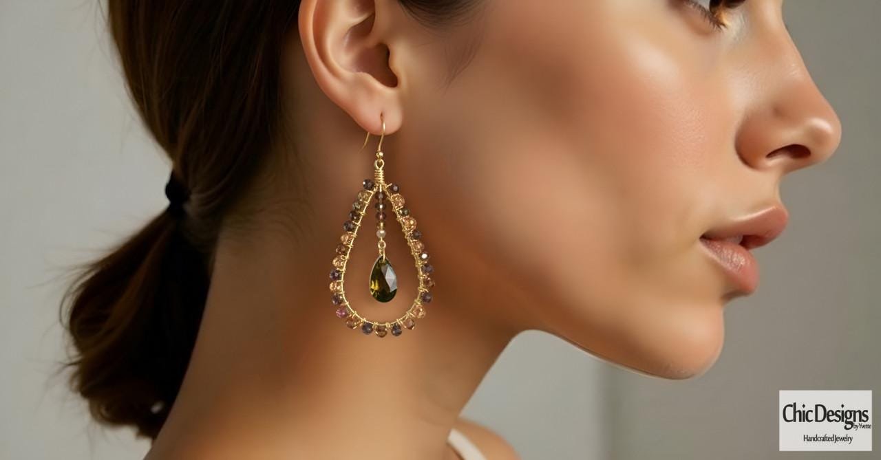 Topaz Swarovski Crystal and Earth Tone Earrings