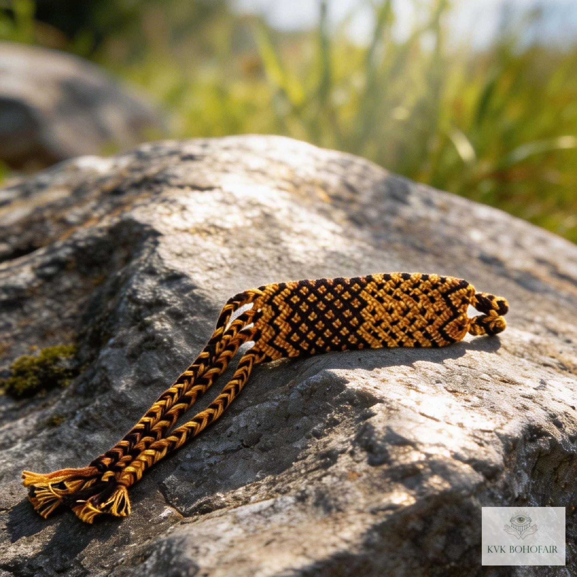 Boho Wide Woven Cotton Cuff Bracelet - Adjustable Fabric Wristband