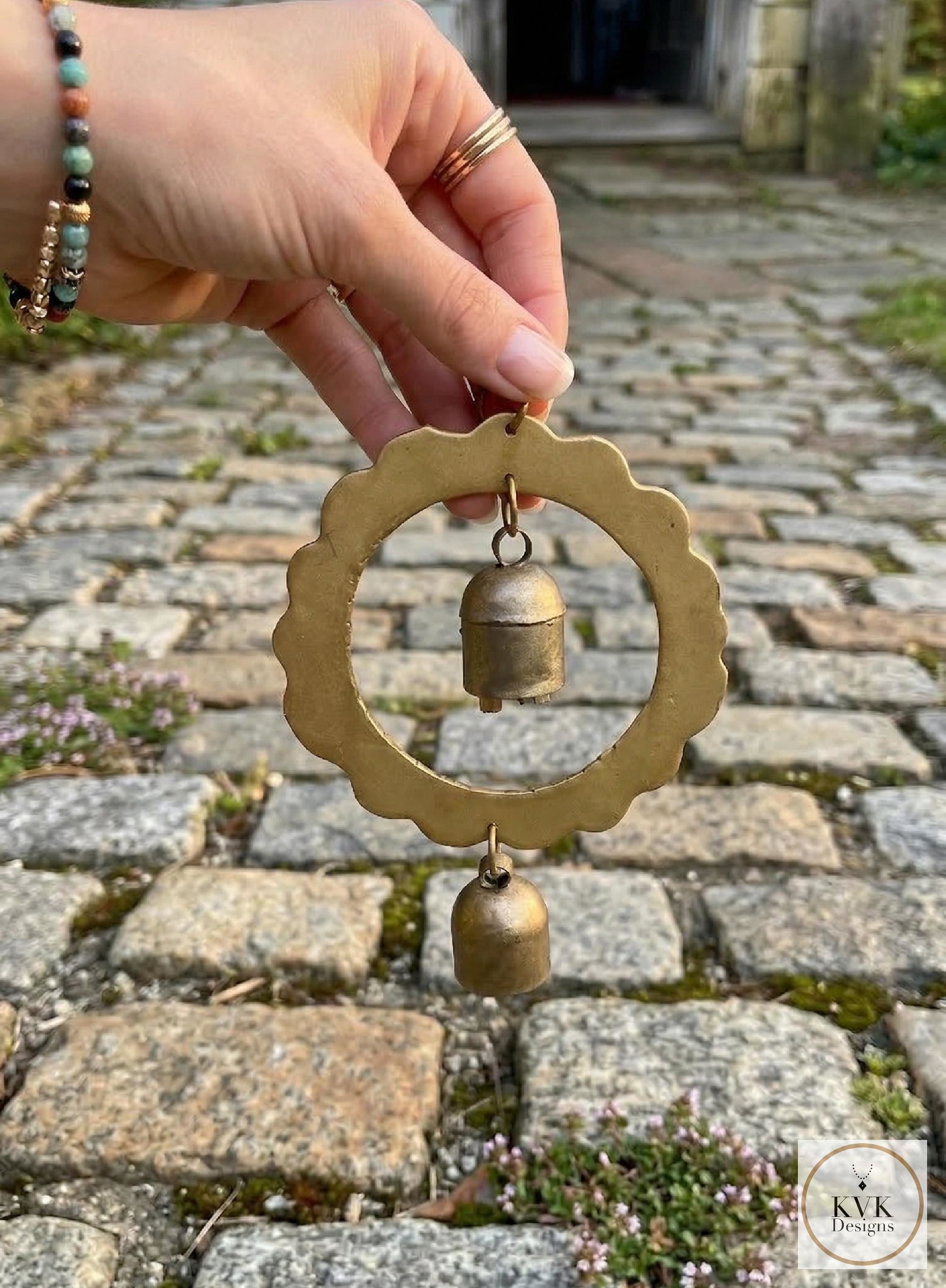 Handmade Double Sun Bells Metal Wind Chime - Soothing Outdoor Sounds, Rustic Garden Decor