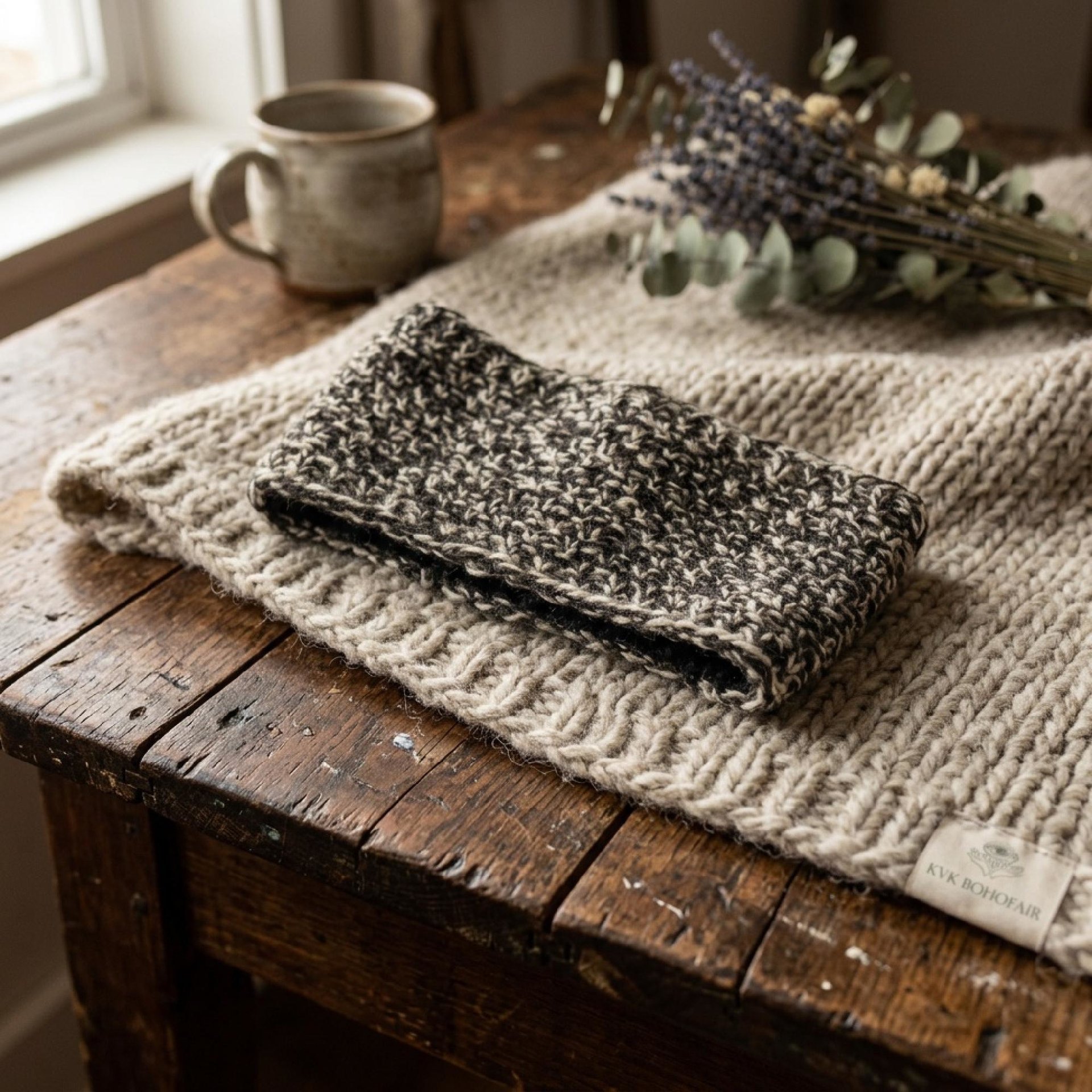 Hand-Knit 100% Wool Headband - Cozy Ear Warmer for Women