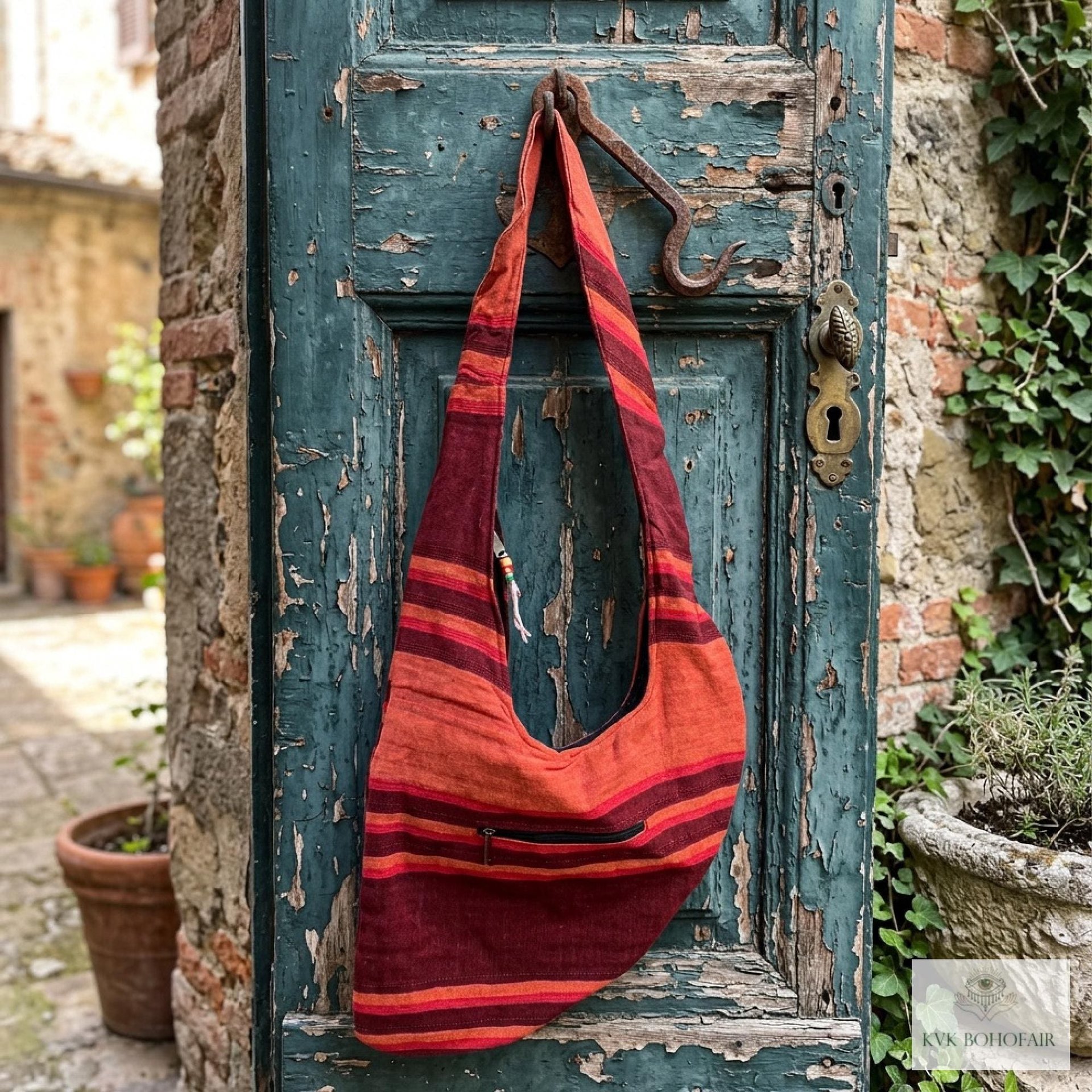 Striped Crossbody Bag - Summer Boho Sling Bag