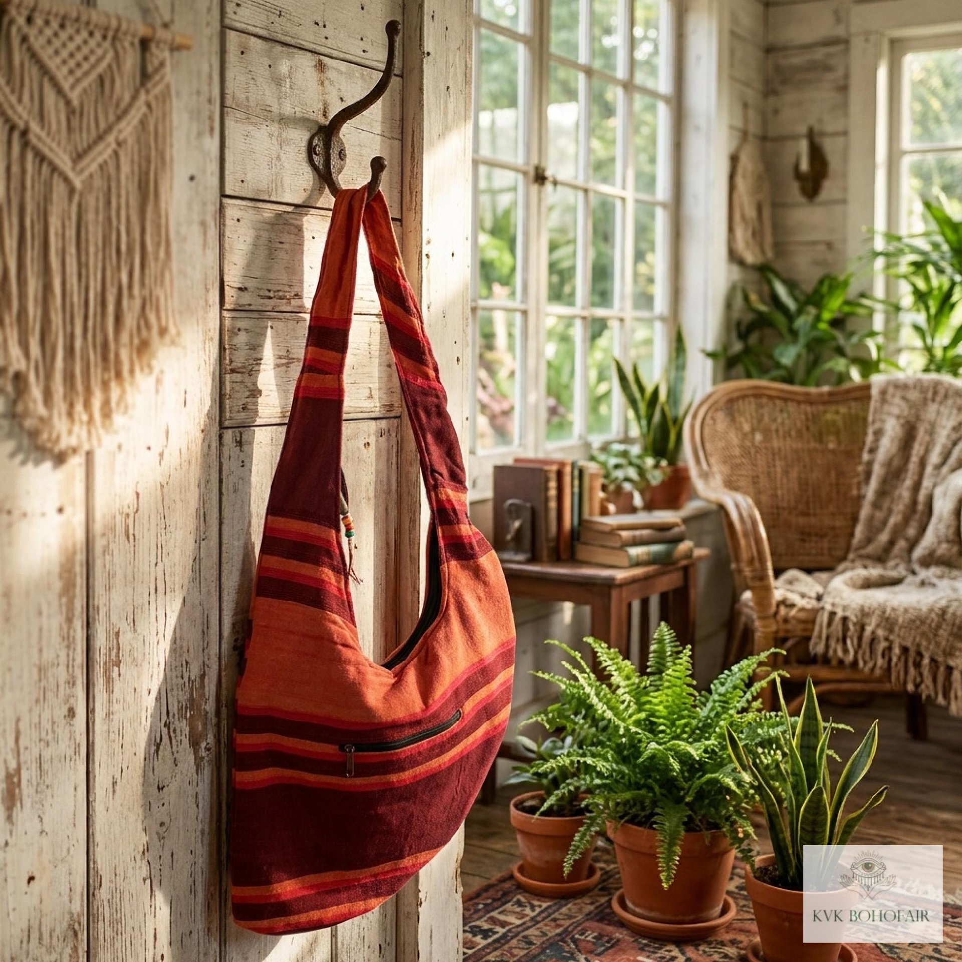 Striped Crossbody Bag - Summer Boho Sling Bag