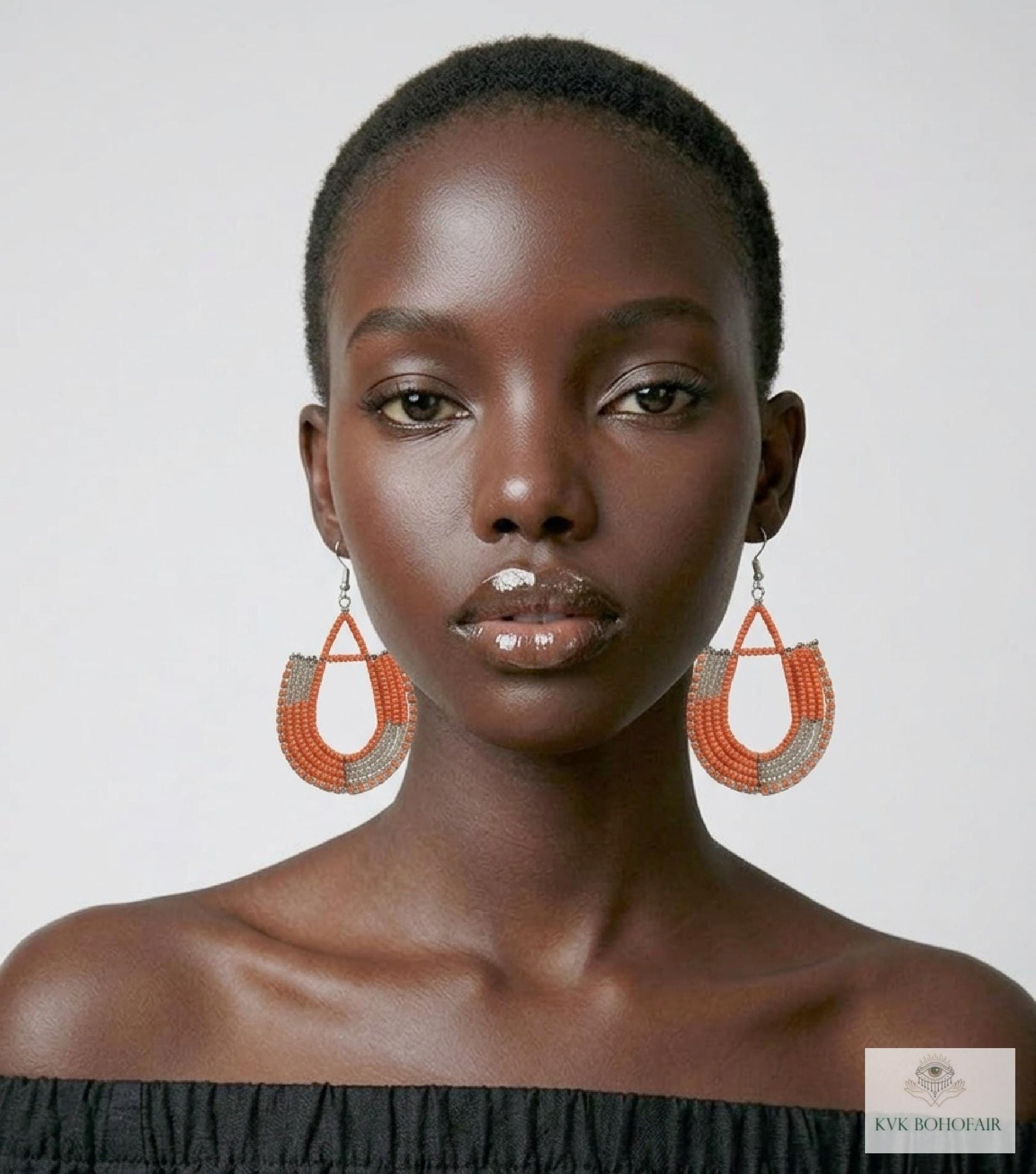 Maasai Beaded Dangle Earrings, Colorful Geometric African Drops, Stainless Steel Hook Jewelry