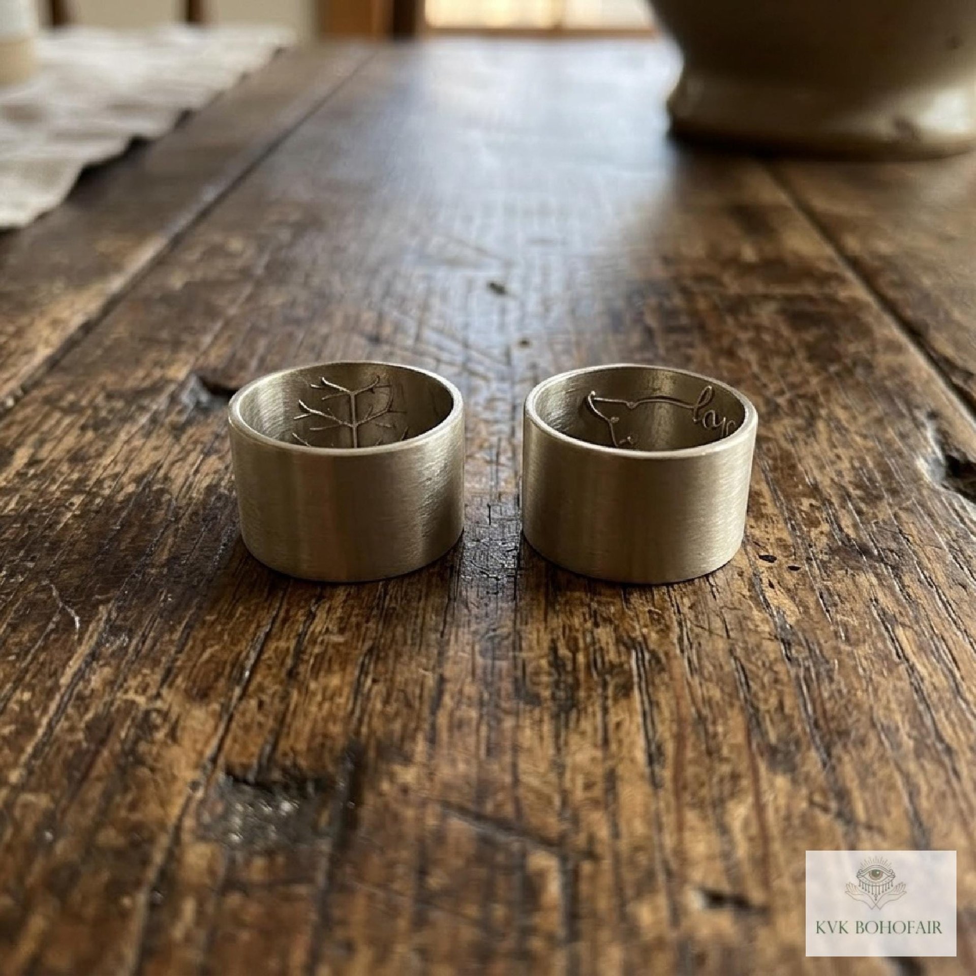Silver-Plated Brass Cat Tree Face Ring – Rustic Boho Adjustable Statement Jewelry