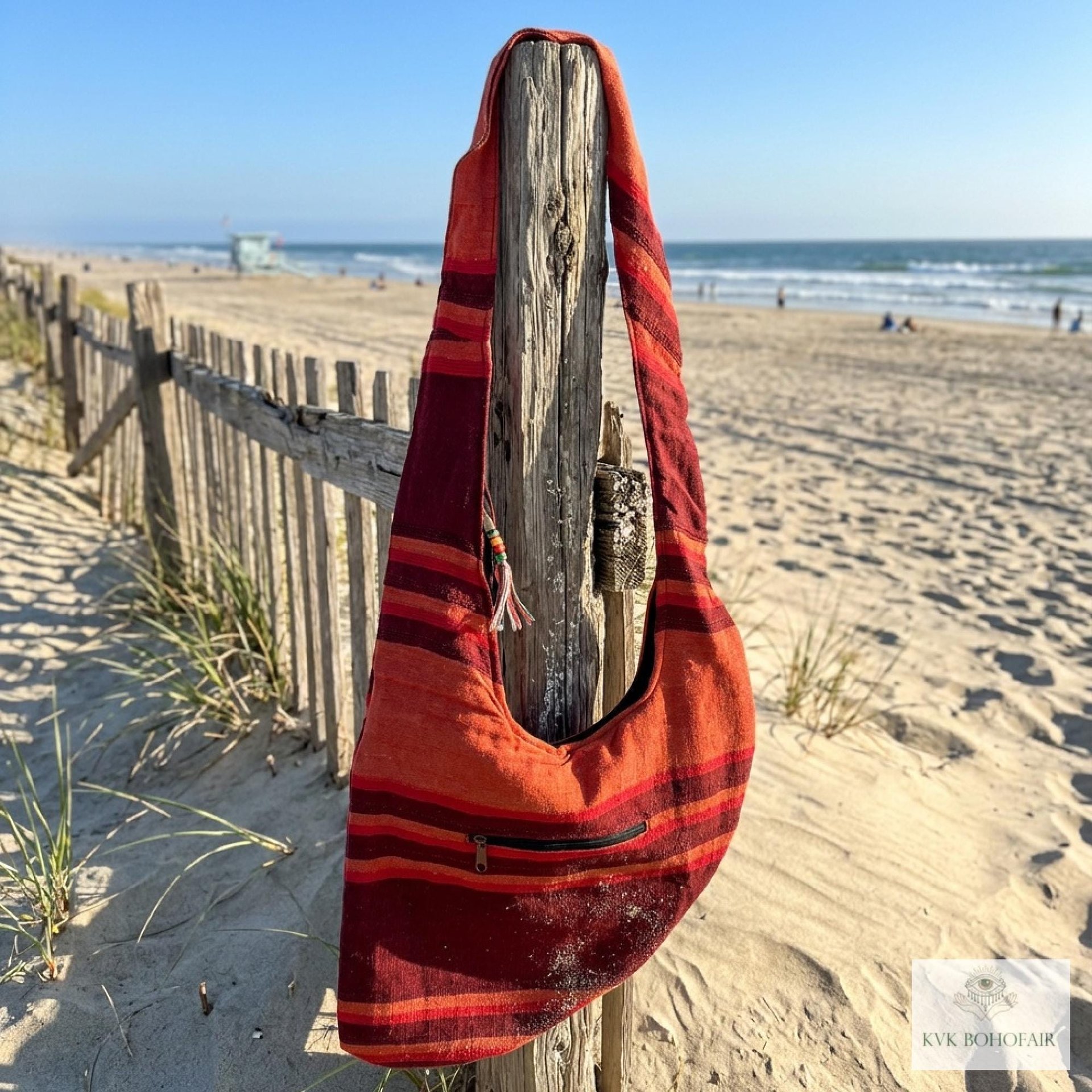 Striped Crossbody Bag - Summer Boho Sling Bag