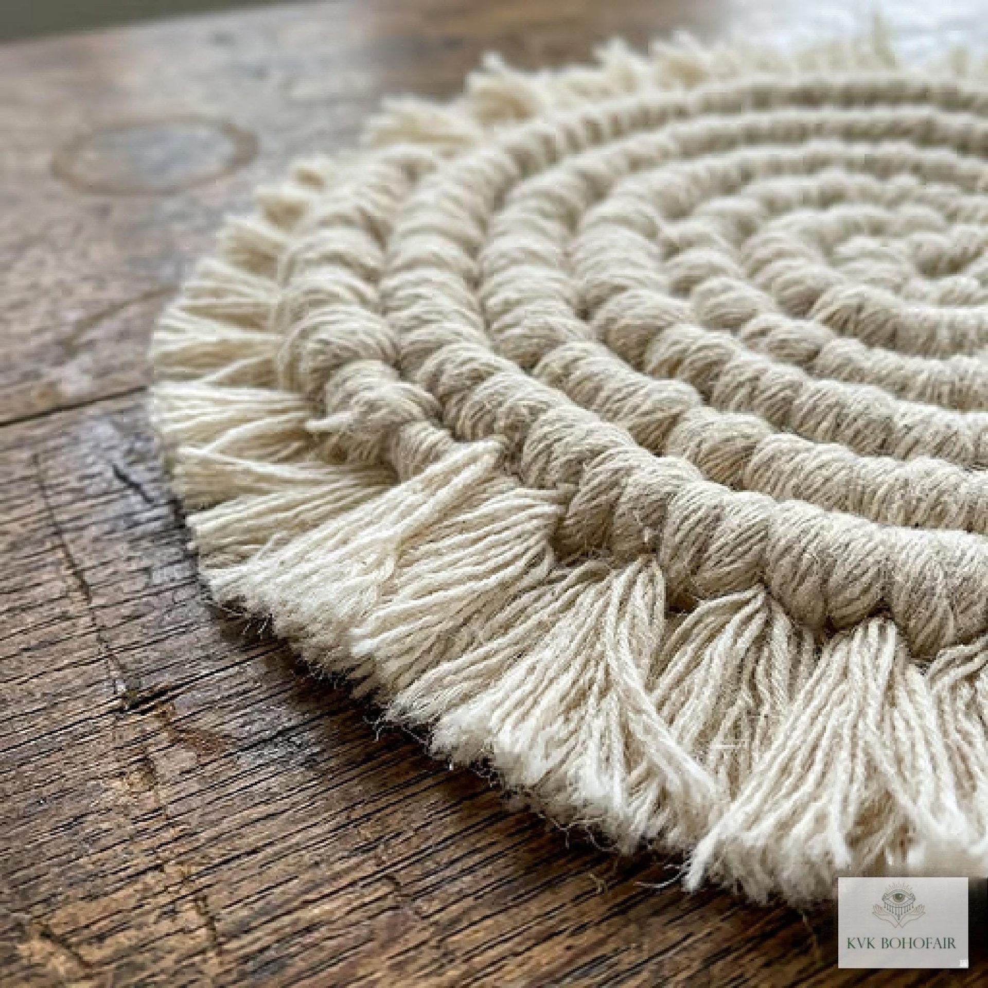 Boho Macrame Coasters - Handmade Drink Coasters, Set of 4, Eco-Friendly