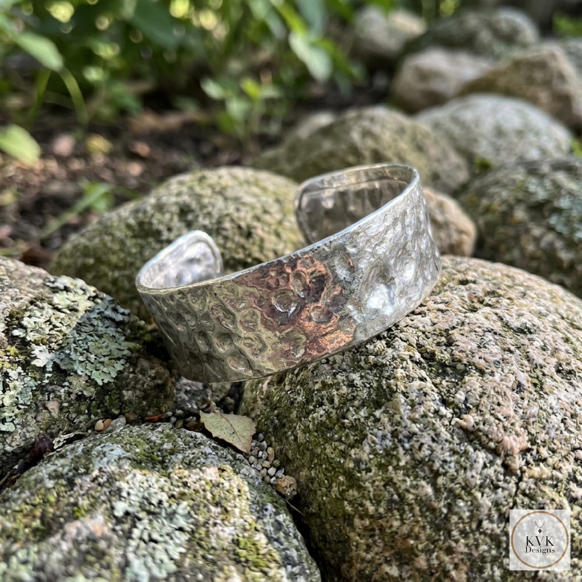 Hammered Silver Cuff Bracelet: Boho Bohemian Jewelry