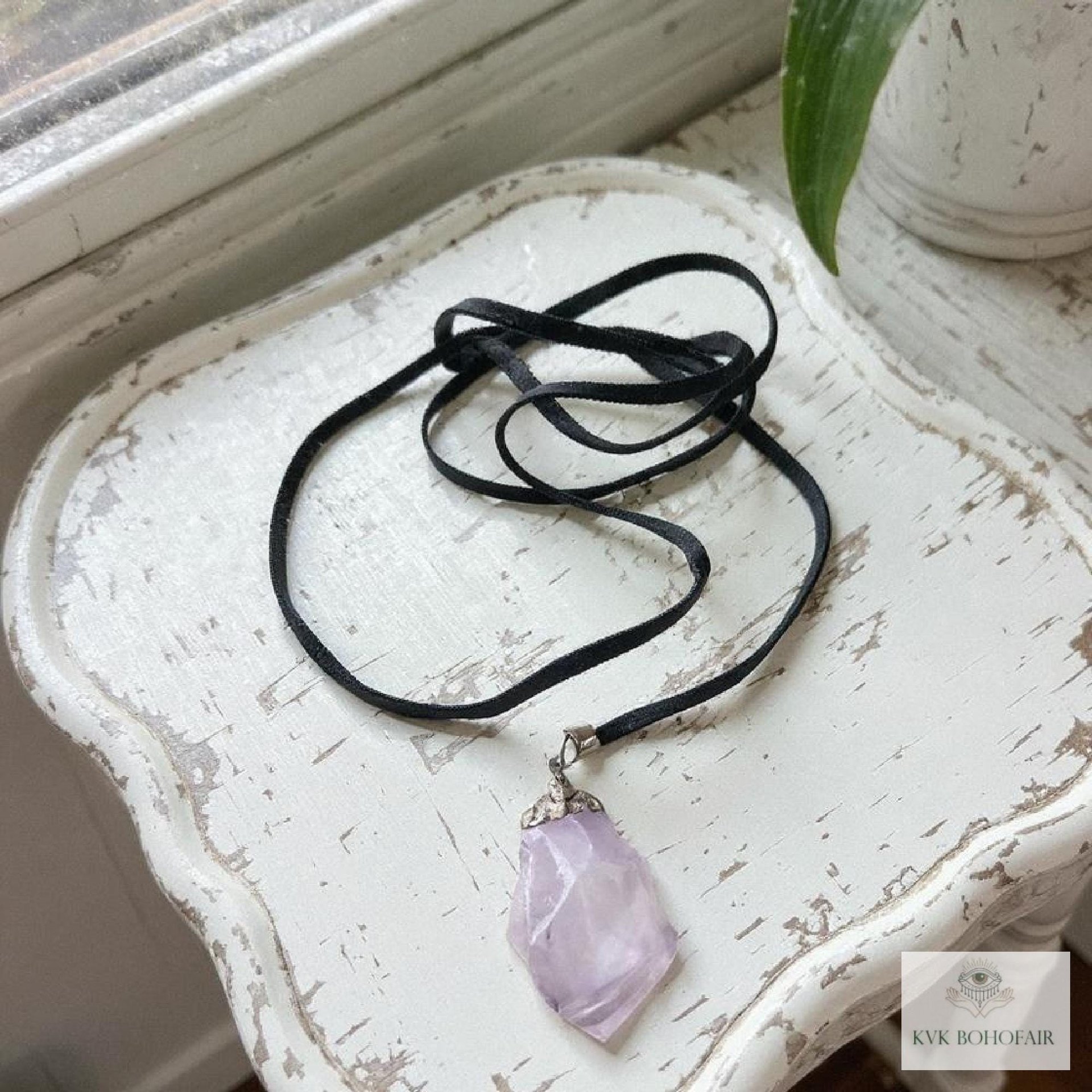 Handcrafted Amethyst Point Pendant - Boho Necklace, Gemstone Jewelry