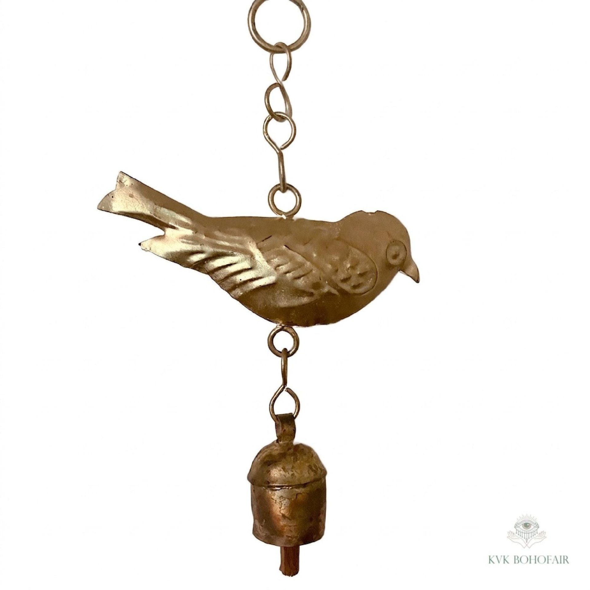 Handmade Bird Windchime - Artisan Metal Patio Ornament Outdoor Garden Decor