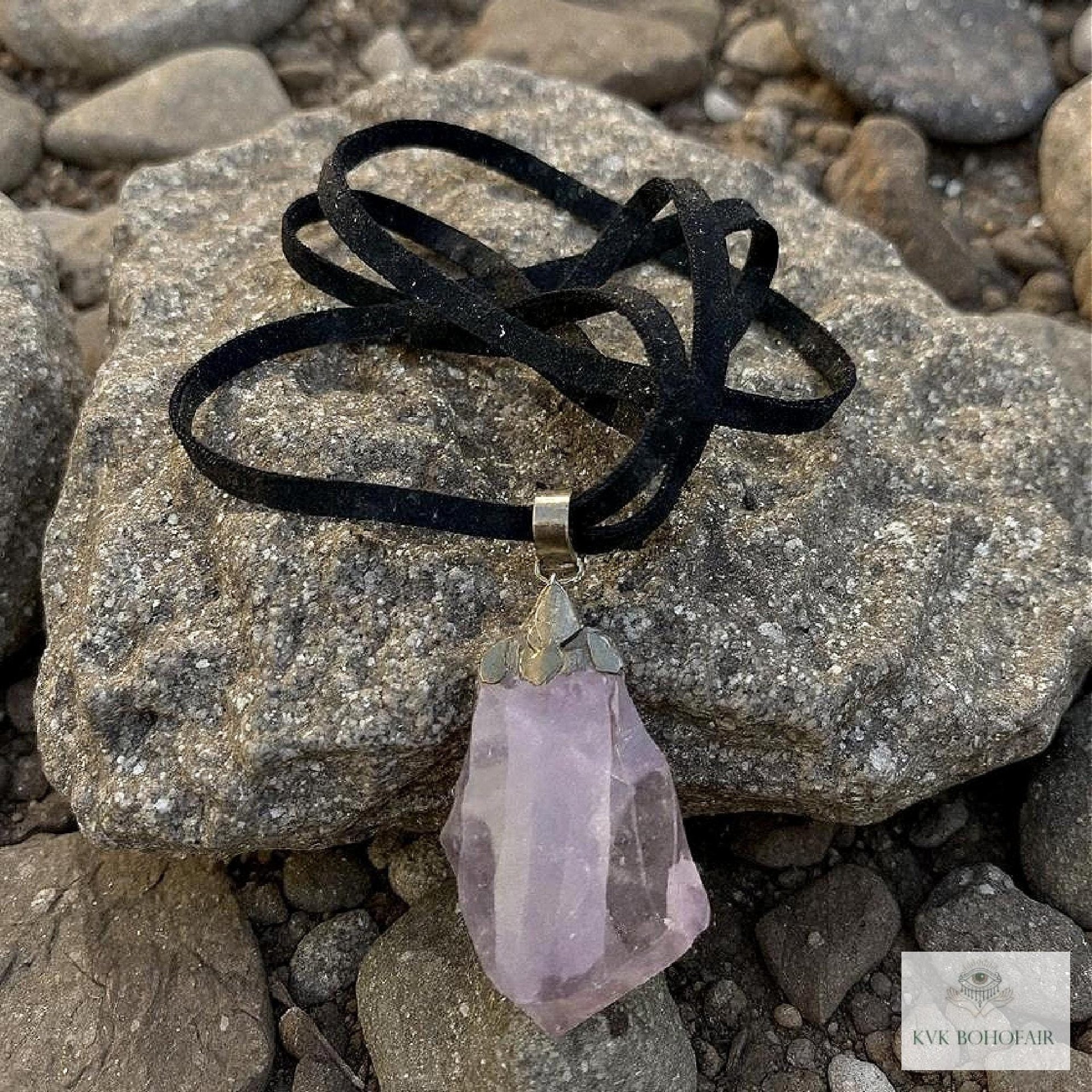 Handcrafted Amethyst Point Pendant - Boho Necklace, Gemstone Jewelry