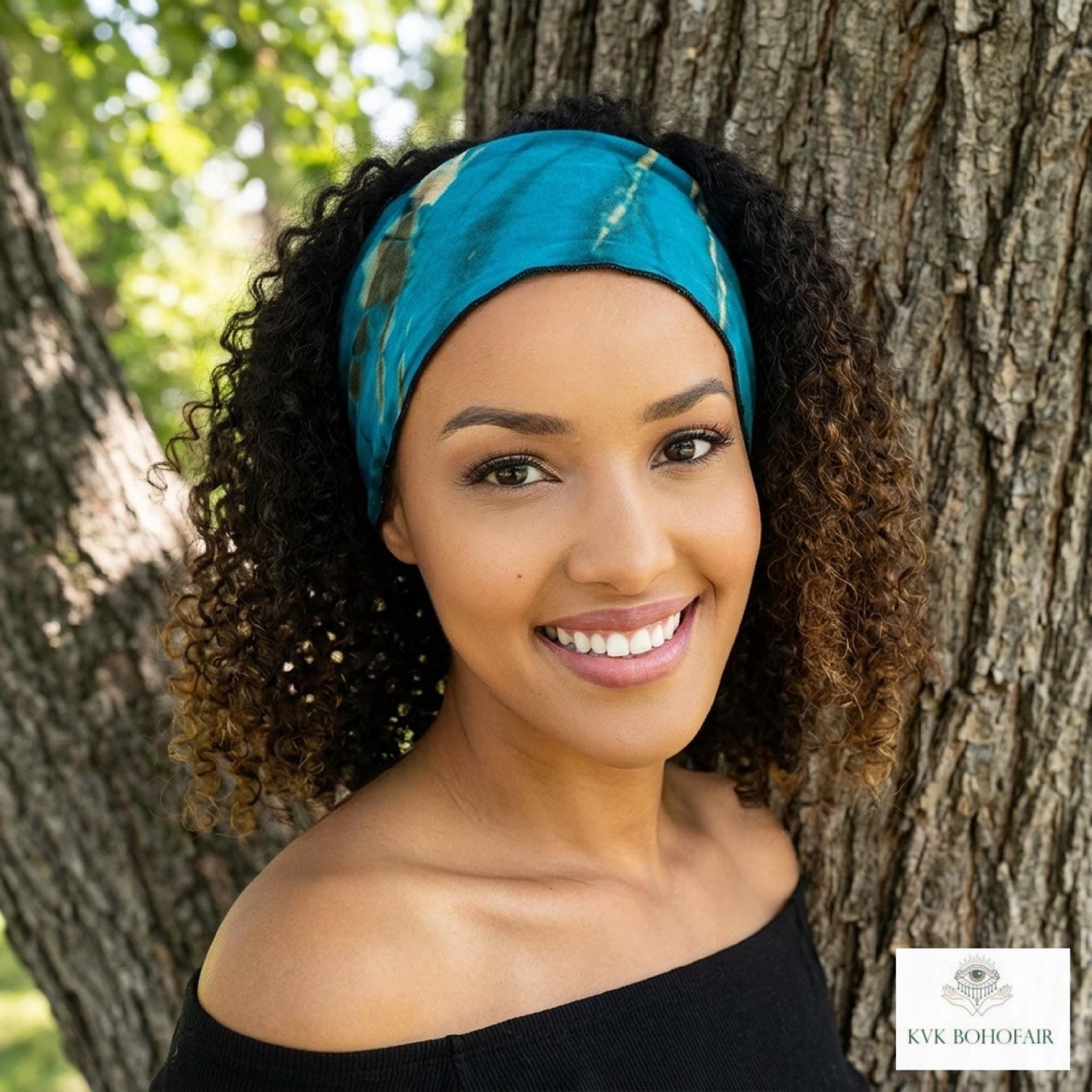 Boho Tie Dye Headband – Wide Yoga Running Sweatband, Hippie Hair Accessory