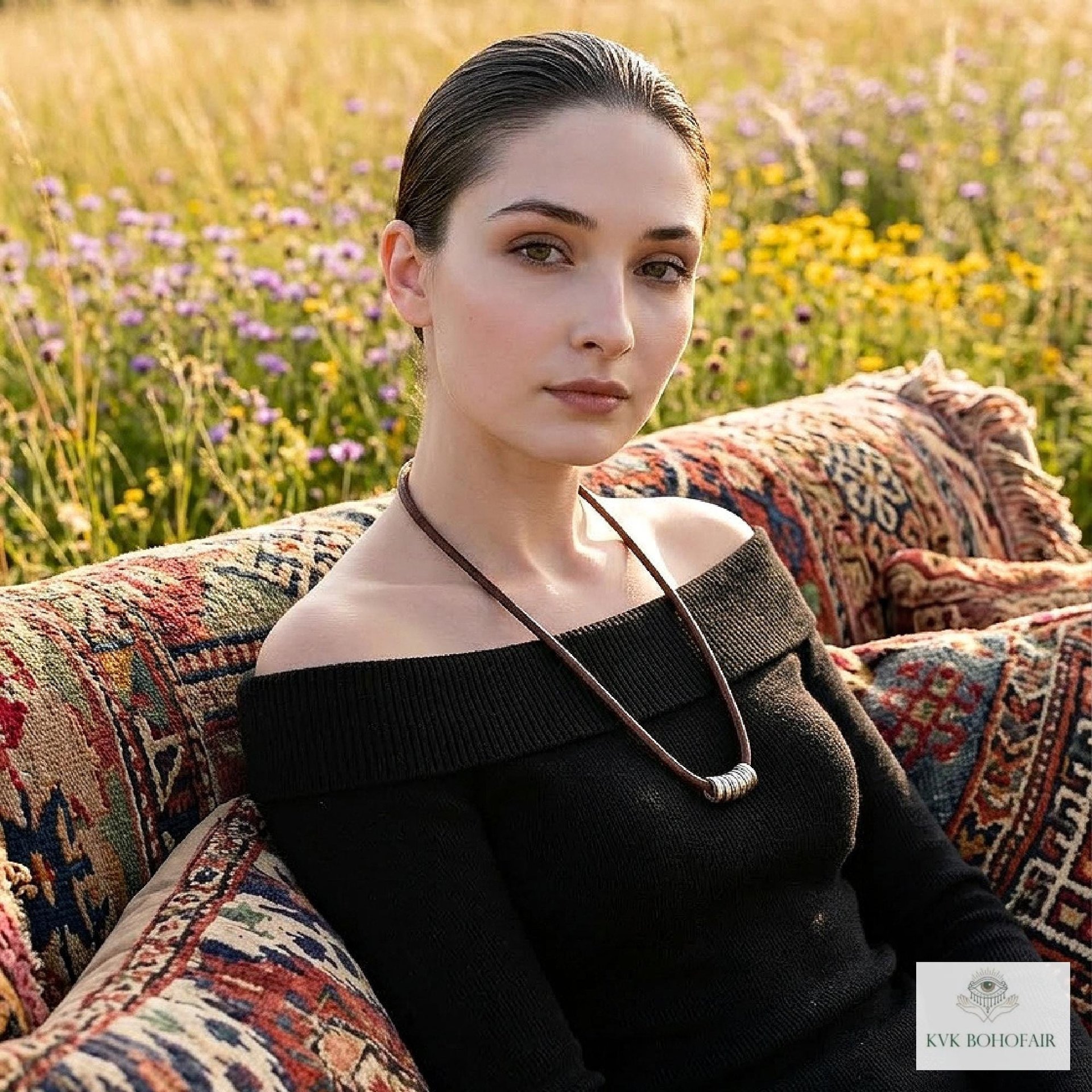 Boho Leather & Silver Bead Necklace - Adjustable Minimalist Style