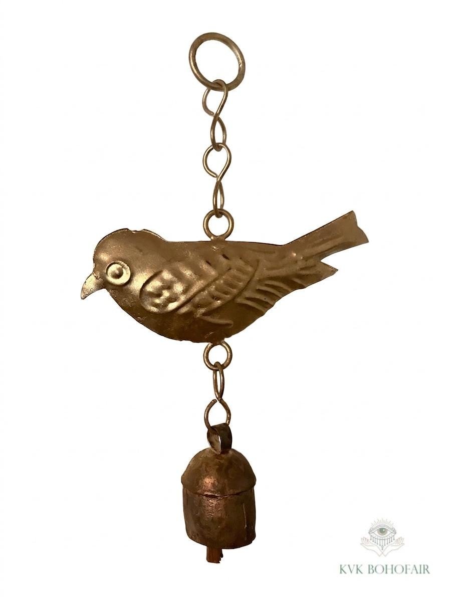 Handmade Bird Windchime - Artisan Metal Patio Ornament Outdoor Garden Decor