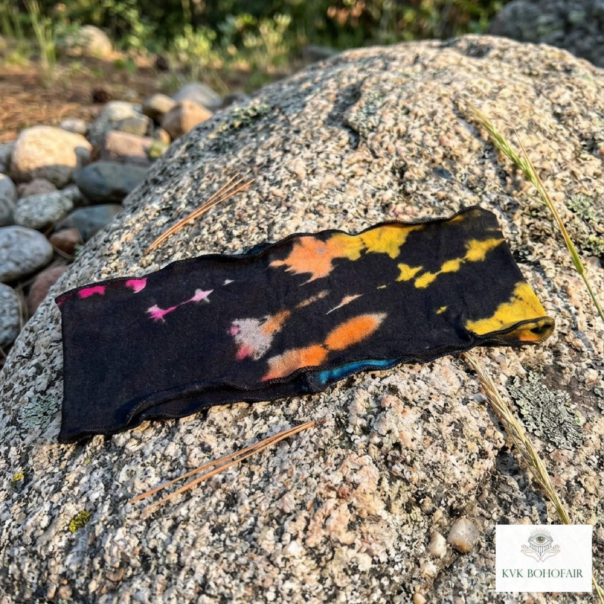 Boho Tie Dye Headband – Wide Yoga Running Sweatband, Hippie Hair Accessory