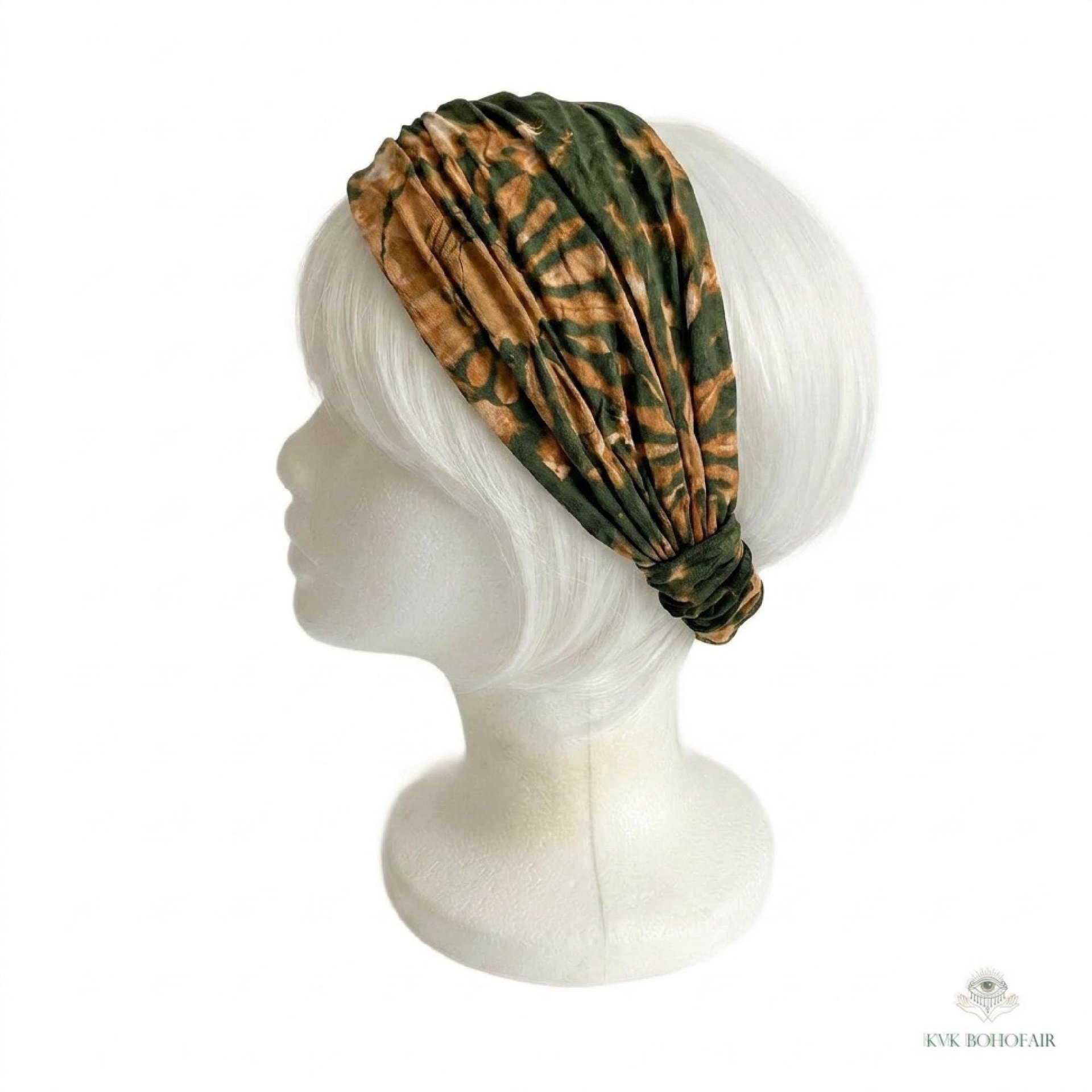 Green Tie-Dye Boho Headband -  Stylish Bohemian Headwrap, Headbands for Women