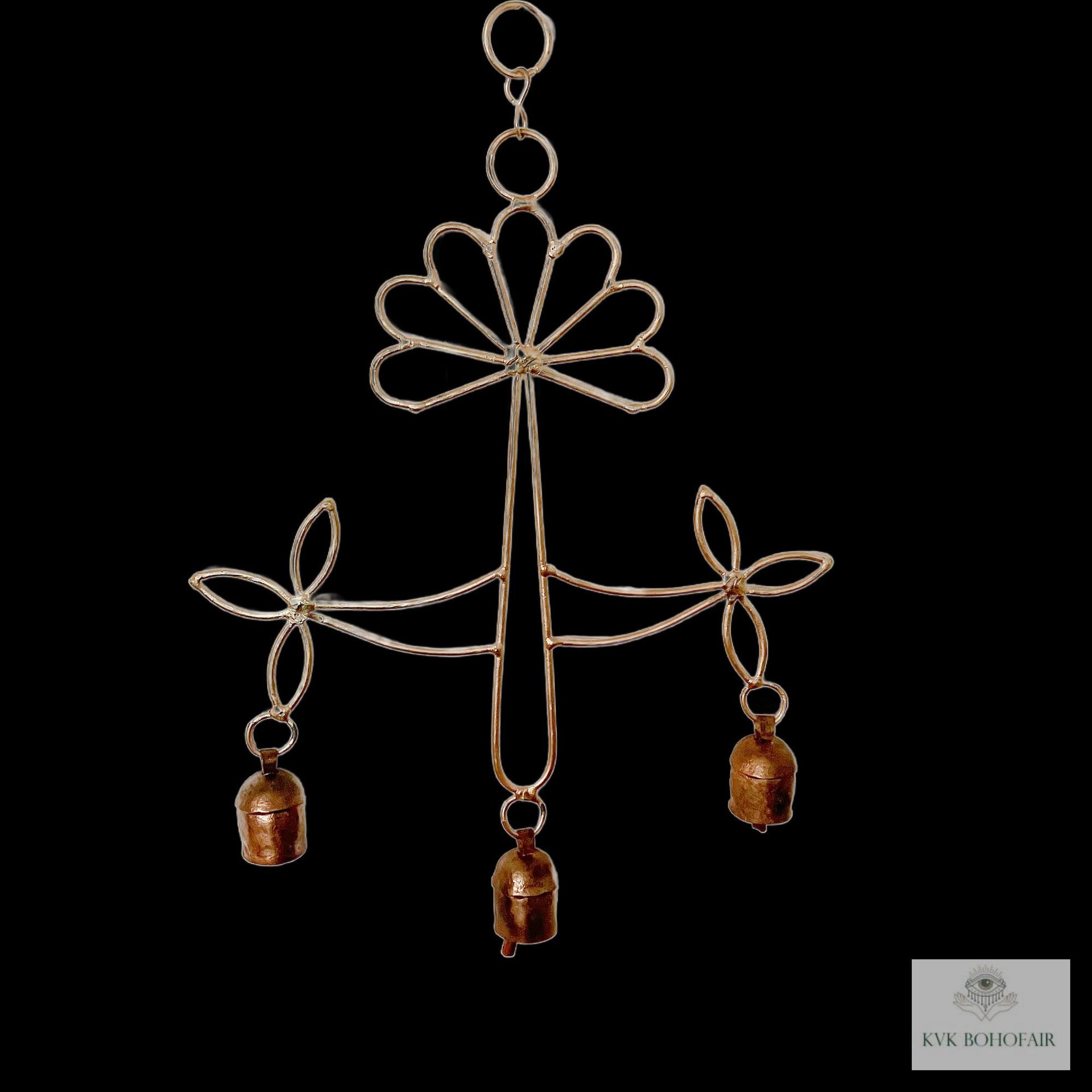 Peaceful: Handmade Flower Garden Wind Chime with Rustic Bells