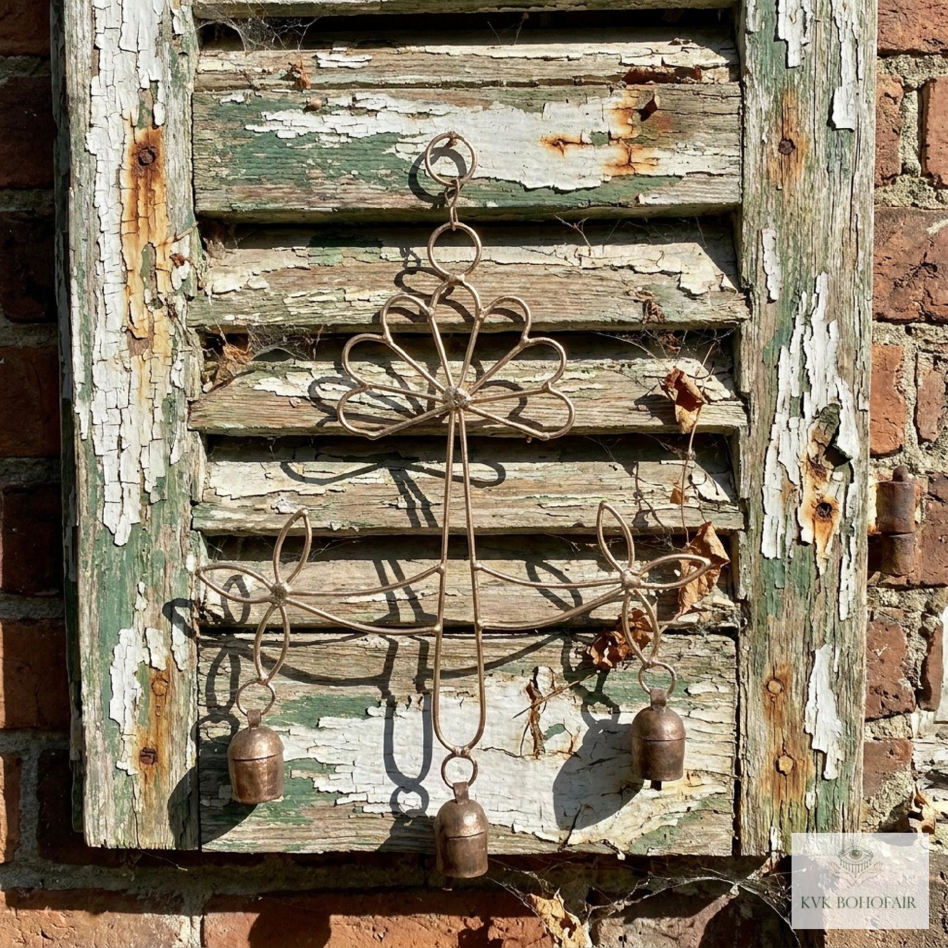 Peaceful: Handmade Flower Garden Wind Chime with Rustic Bells