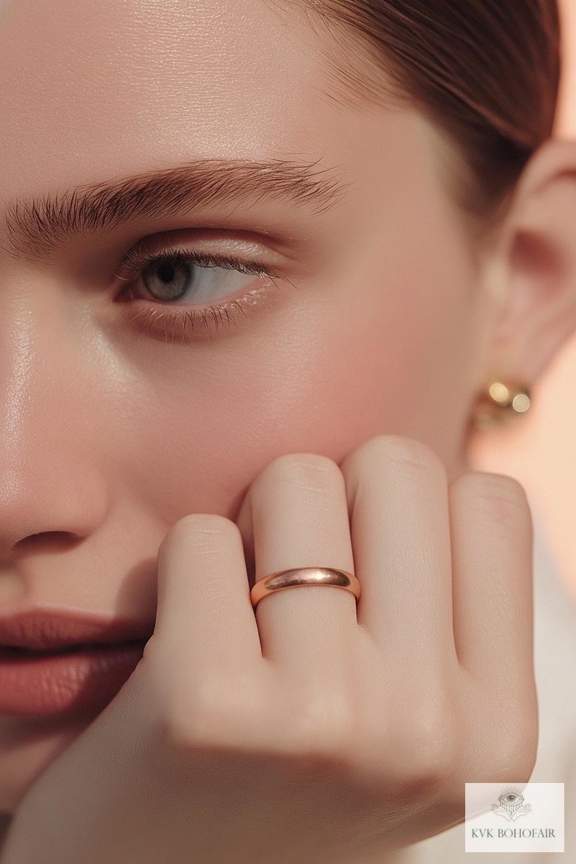 Minimalist 3mm Copper Band Ring - Rustic Boho Style