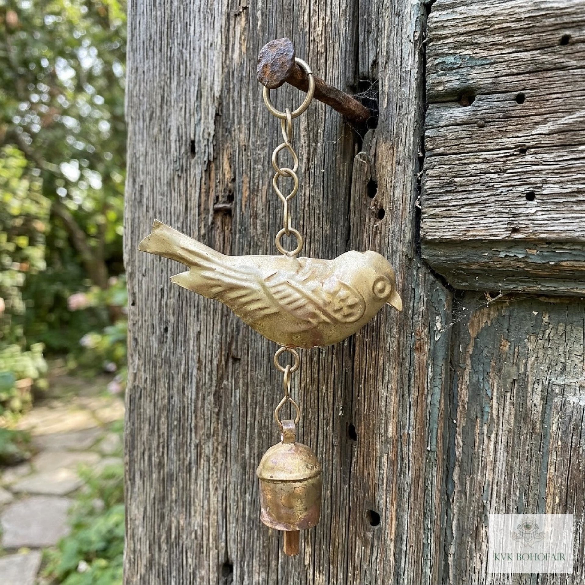 Handmade Bird Windchime - Artisan Metal Patio Ornament Outdoor Garden Decor