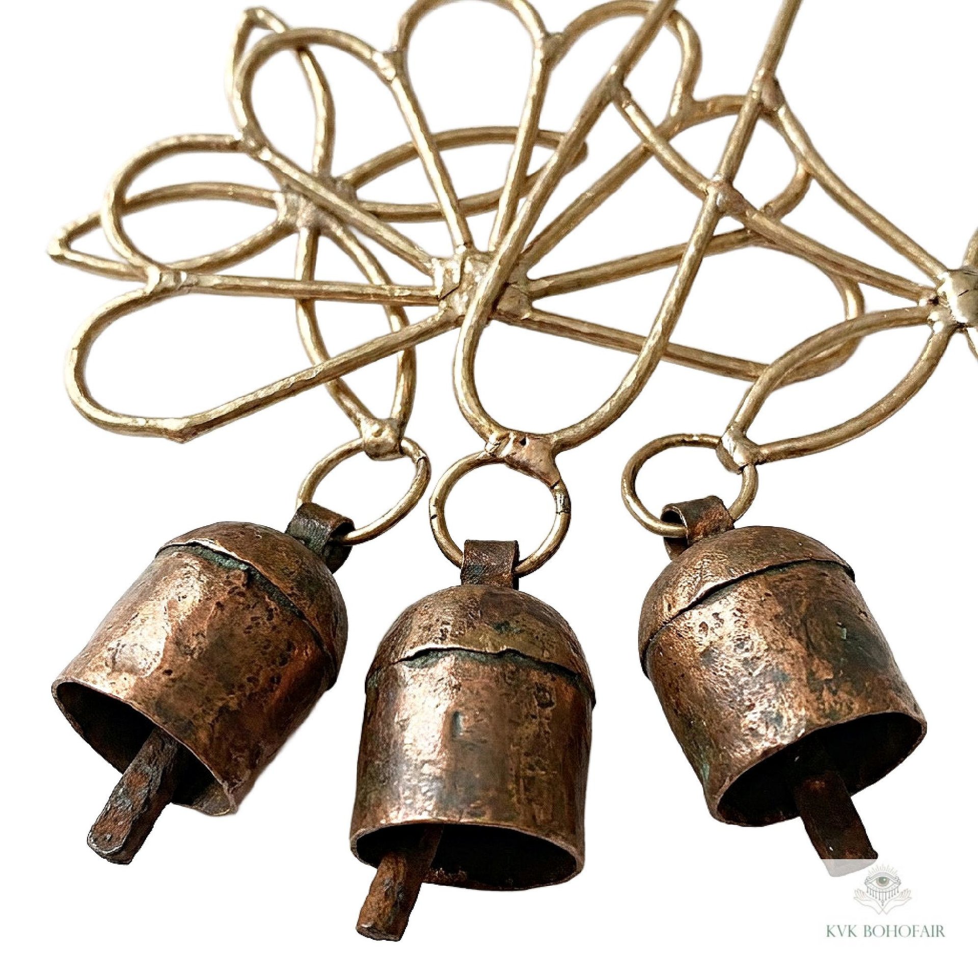 Peaceful: Handmade Flower Garden Wind Chime with Rustic Bells