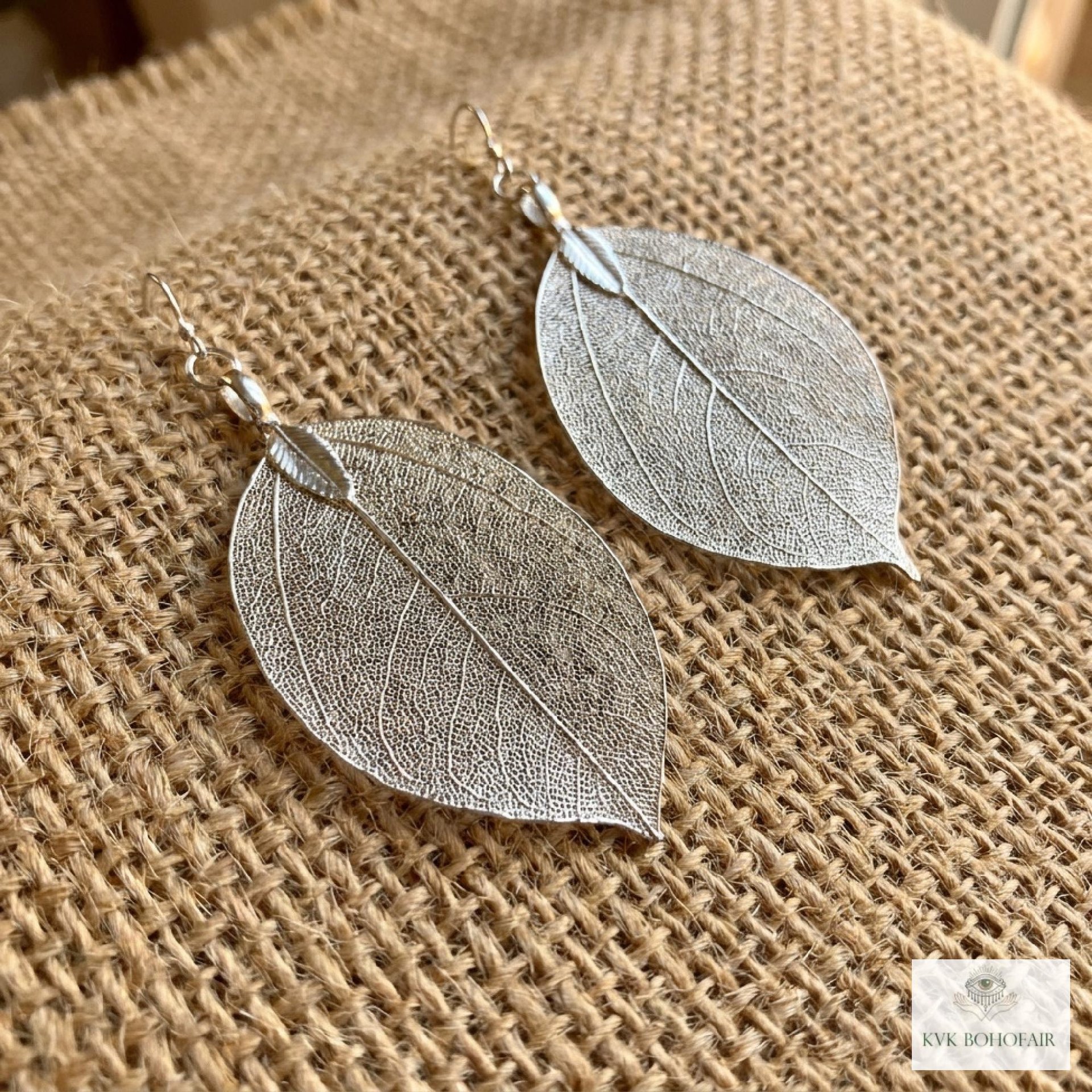 Handcrafted Silver Leaf Earrings - Sterling Silver Wire Botanical Jewelry