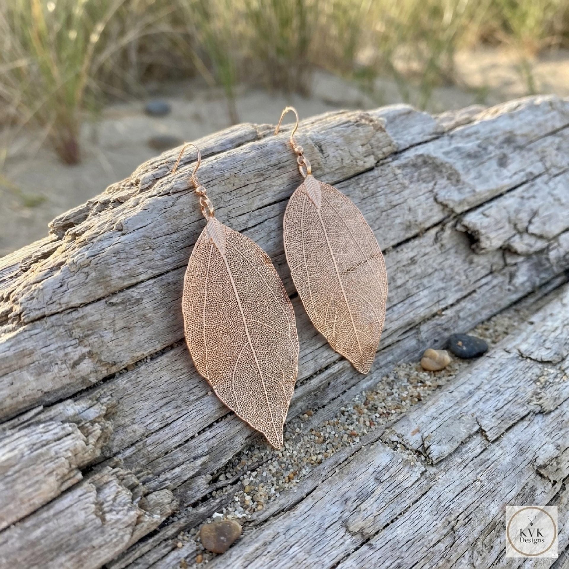 Handcrafted Gold Leaf Earrings, Elegant Botanical Dangles, Delicate Nature Jewelry Drops