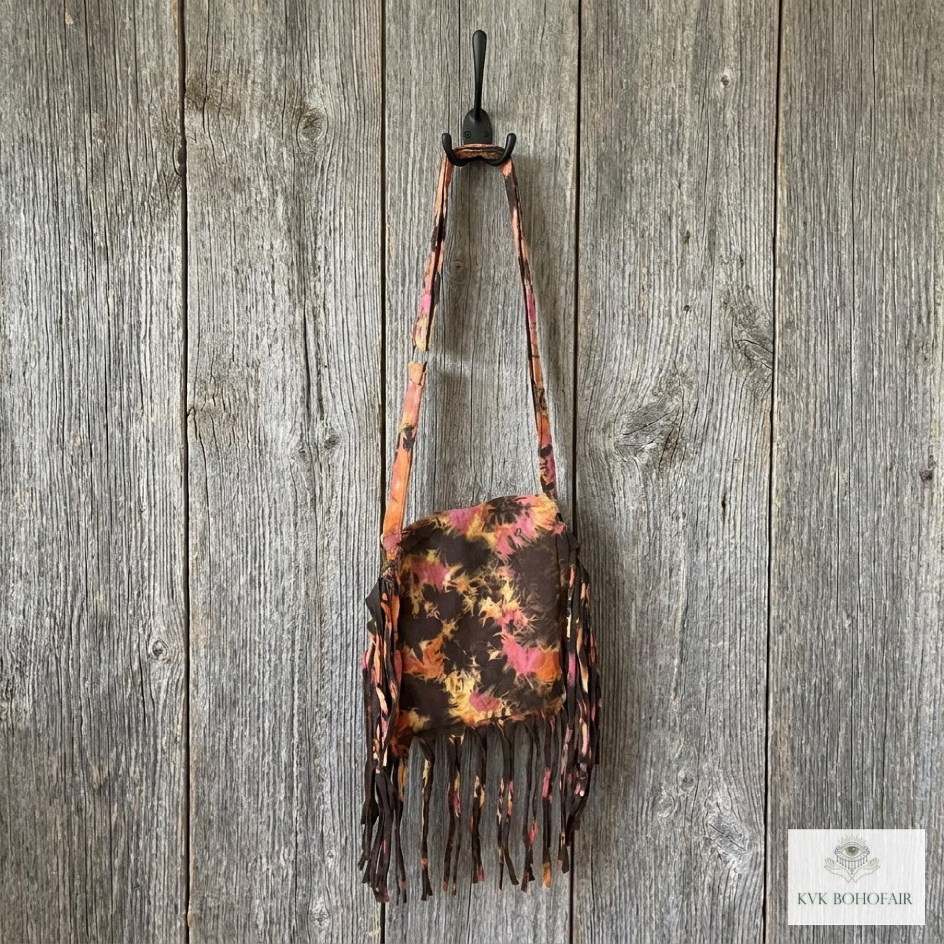 Handcrafted Tie Dye Fringe Bag - Bohemian Festival Crossbody Purse