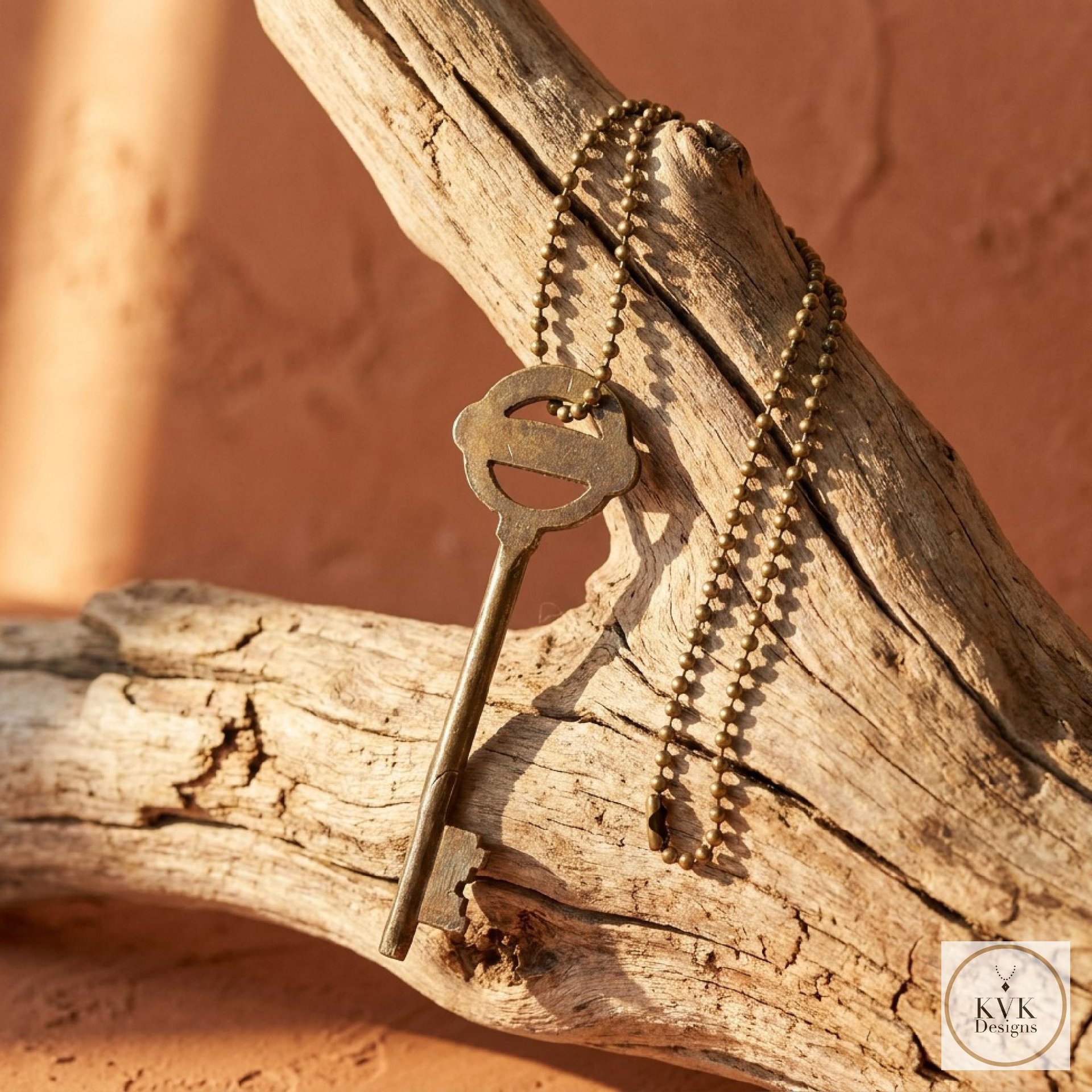 Antique Skeleton Key Necklace YARDLEY, Iron Trunk Pendant, Brass Ball Jewelry