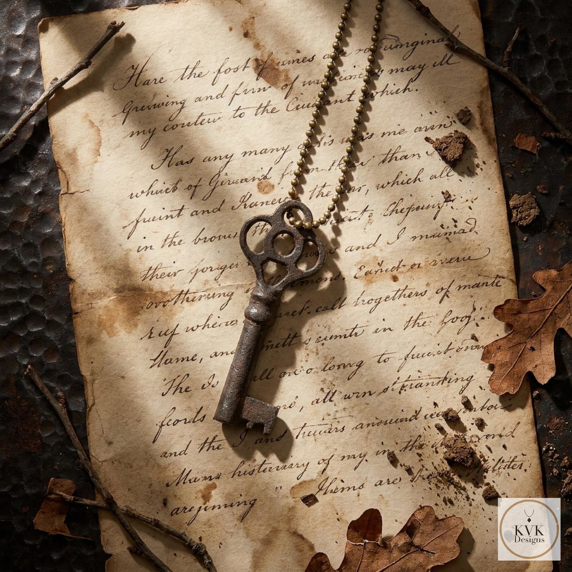 Antique Skeleton Key Necklace JULIET, Fancy Bow Iron Pendant, Brass Ball Chain Gothic Jewelry