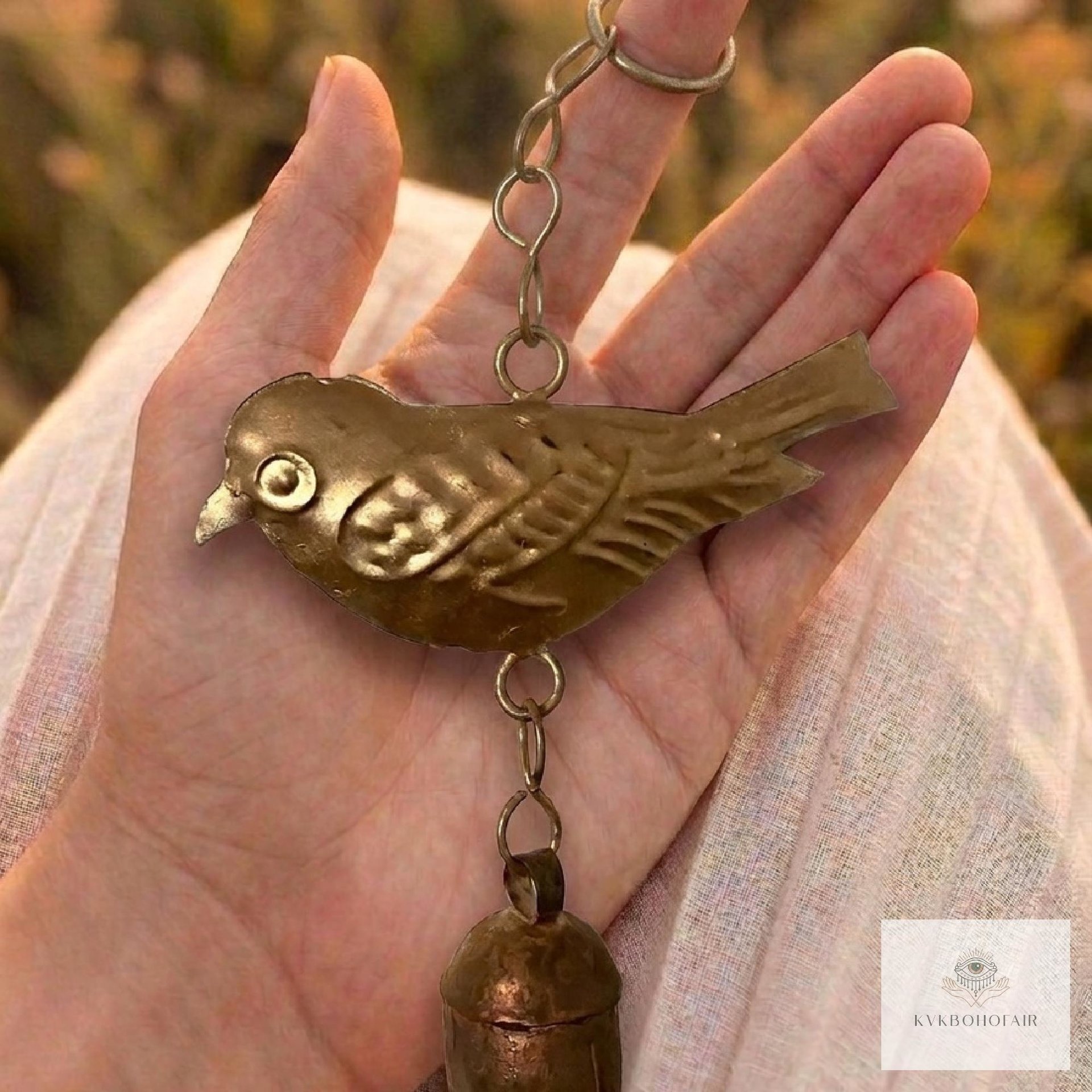 Handmade Bird Windchime - Artisan Metal Patio Ornament Outdoor Garden Decor