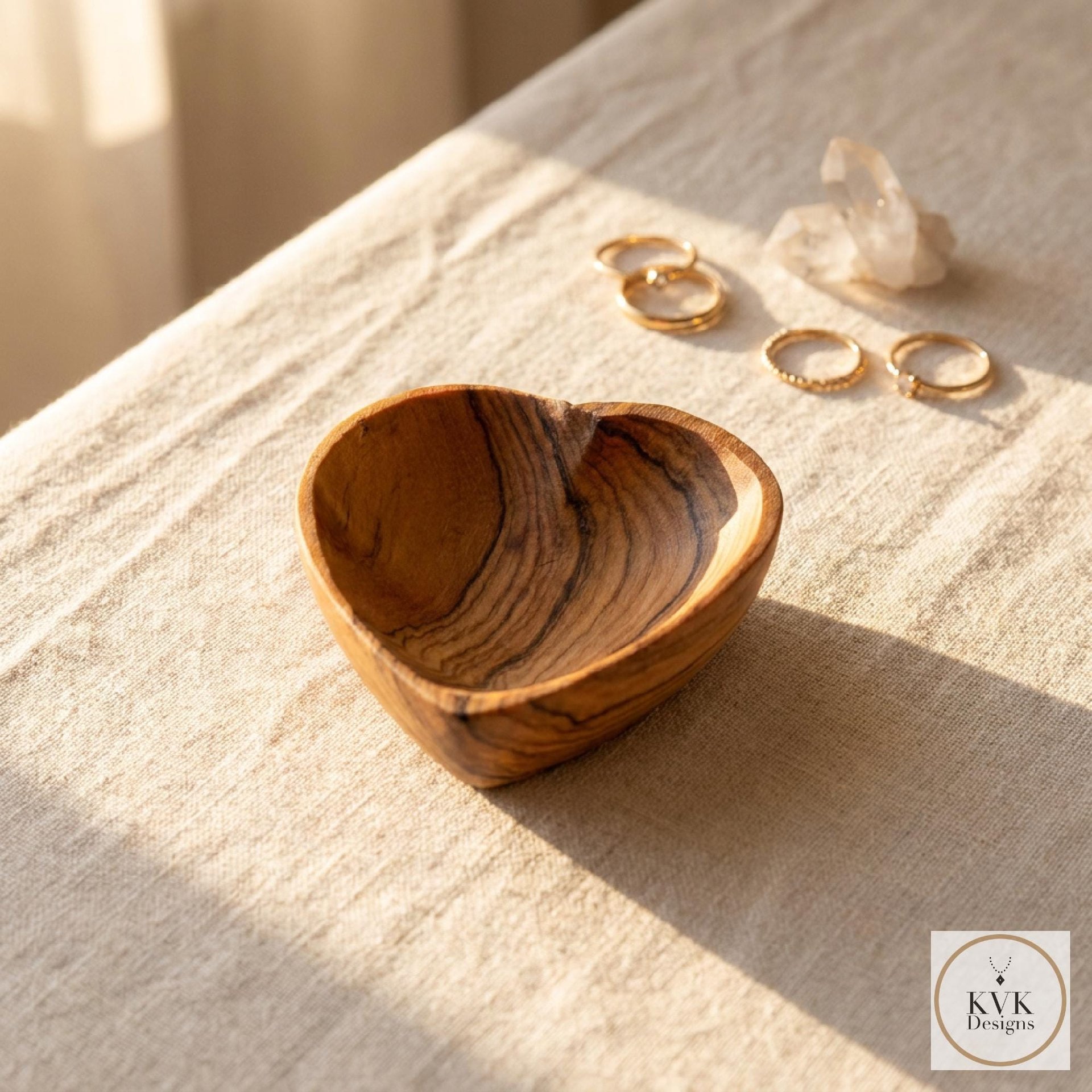 Small Olive Wood Heart Bowl - Trinket Dish