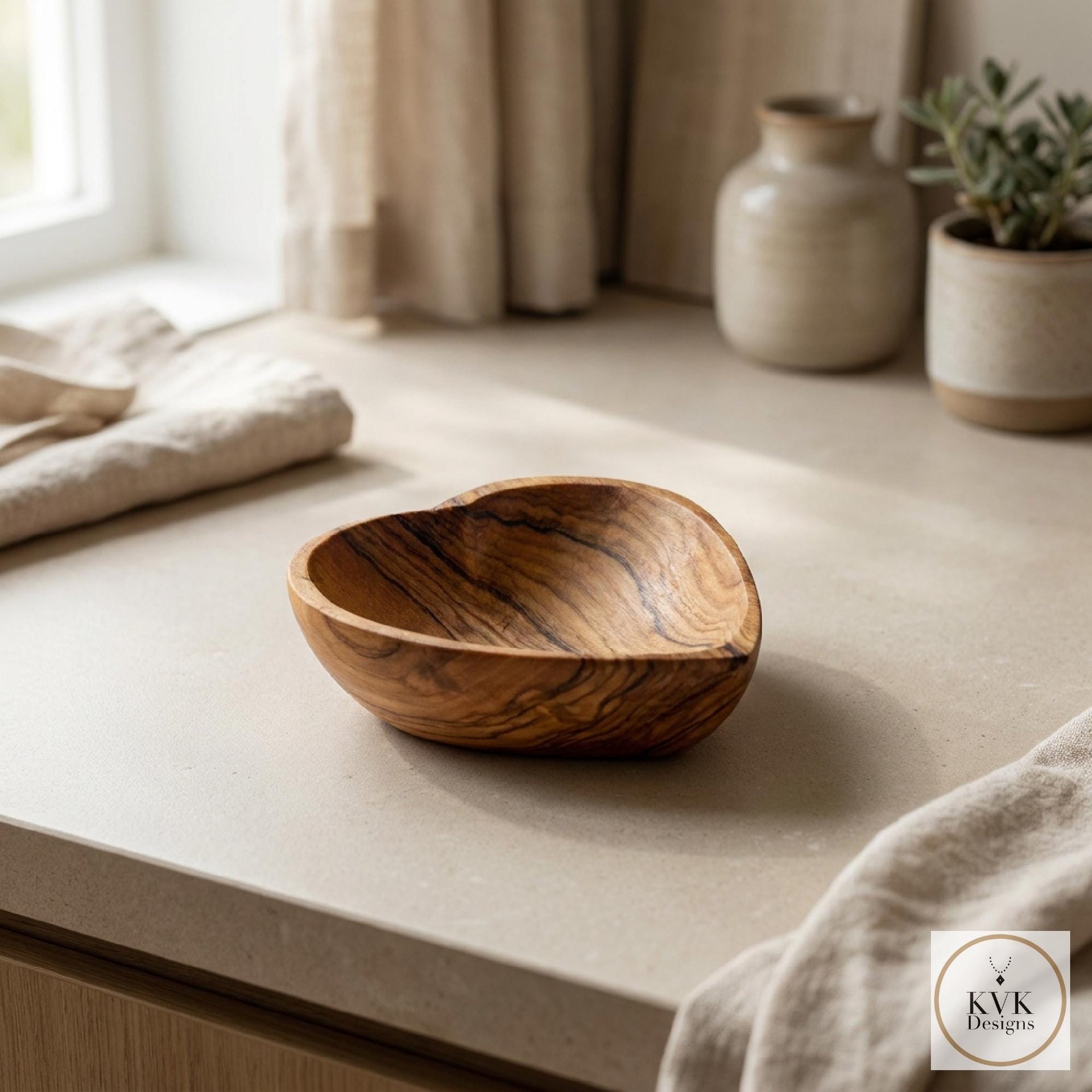 Small Olive Wood Heart Bowl - Trinket Dish
