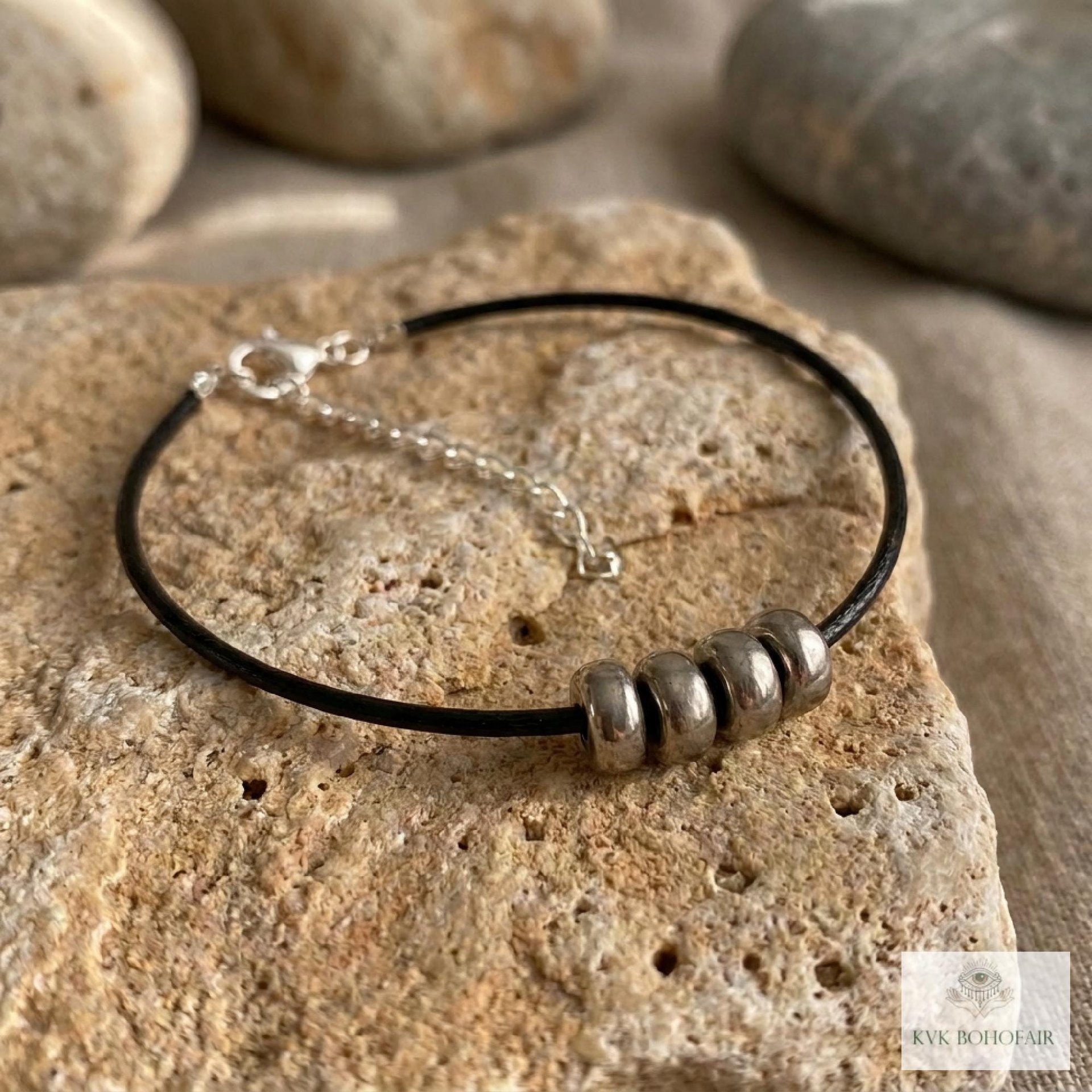 Boho Silver Bead Choker Necklace - Adjustable Minimalist Style