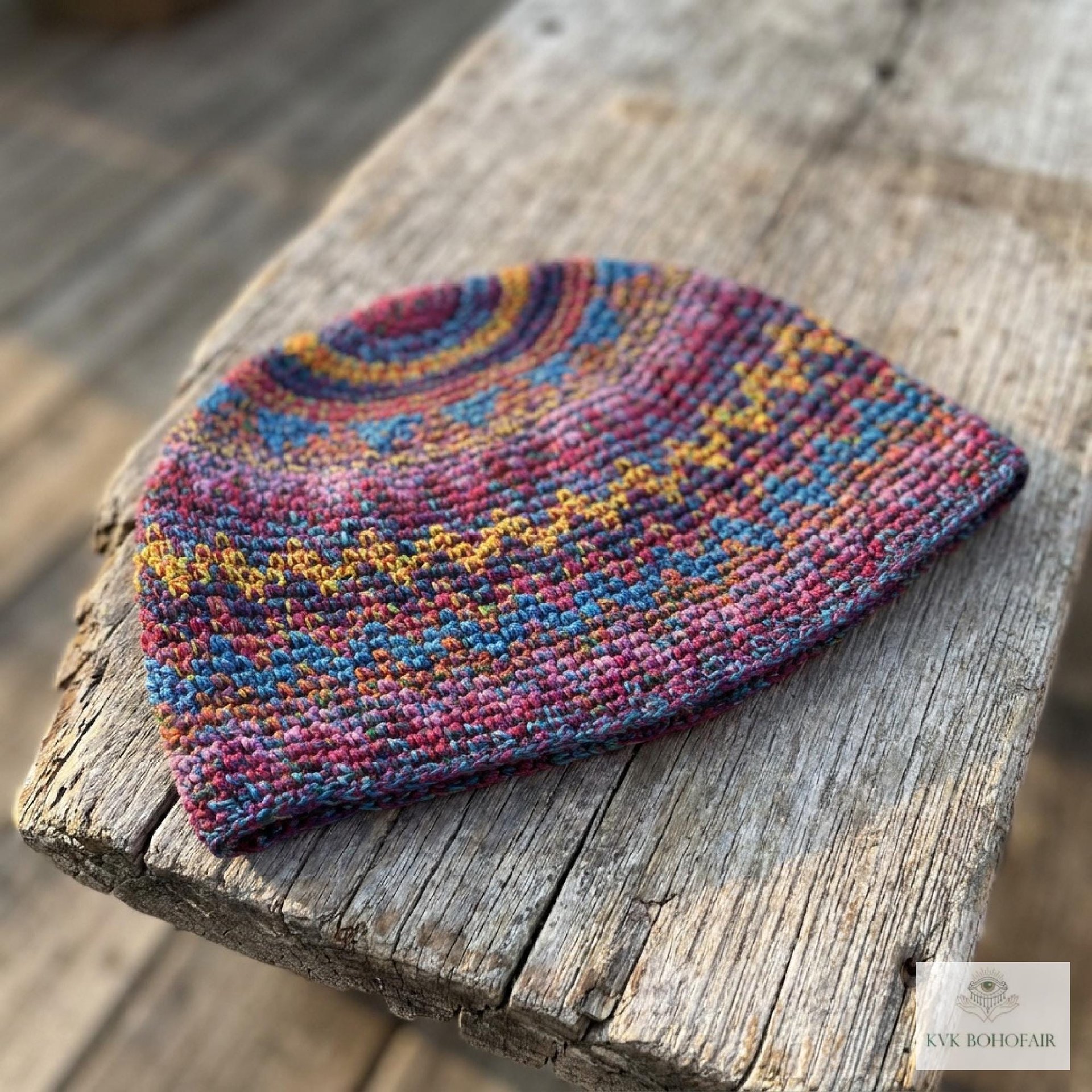 Multi Color Zig Zag Kufi Skull Cap - Crocheted Beanie Hat, Ethically sourced
