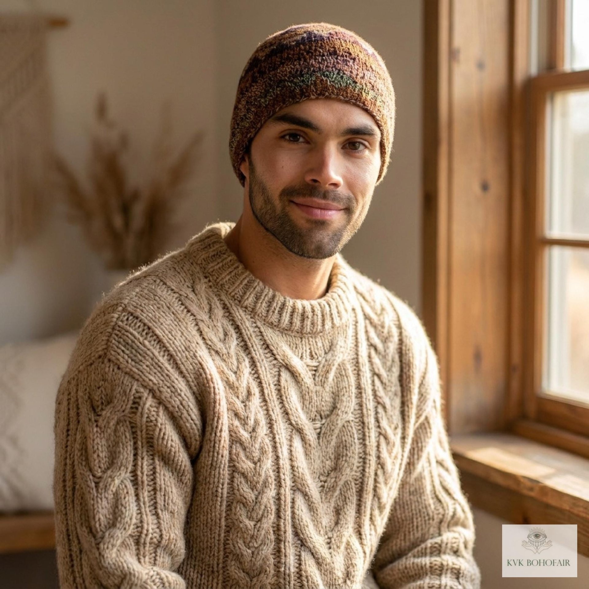 Earth Kufi Skull Cap - Crocheted Beanie Hat, Ethically sourced