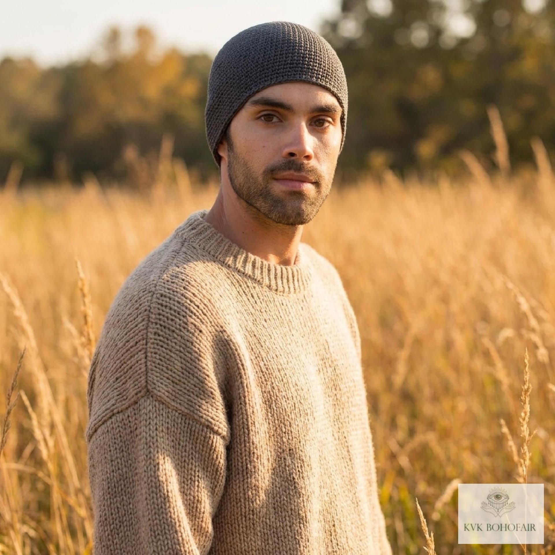 Maroon Kufi Skull Cap - Crocheted Beanie Hat, Ethically sourced