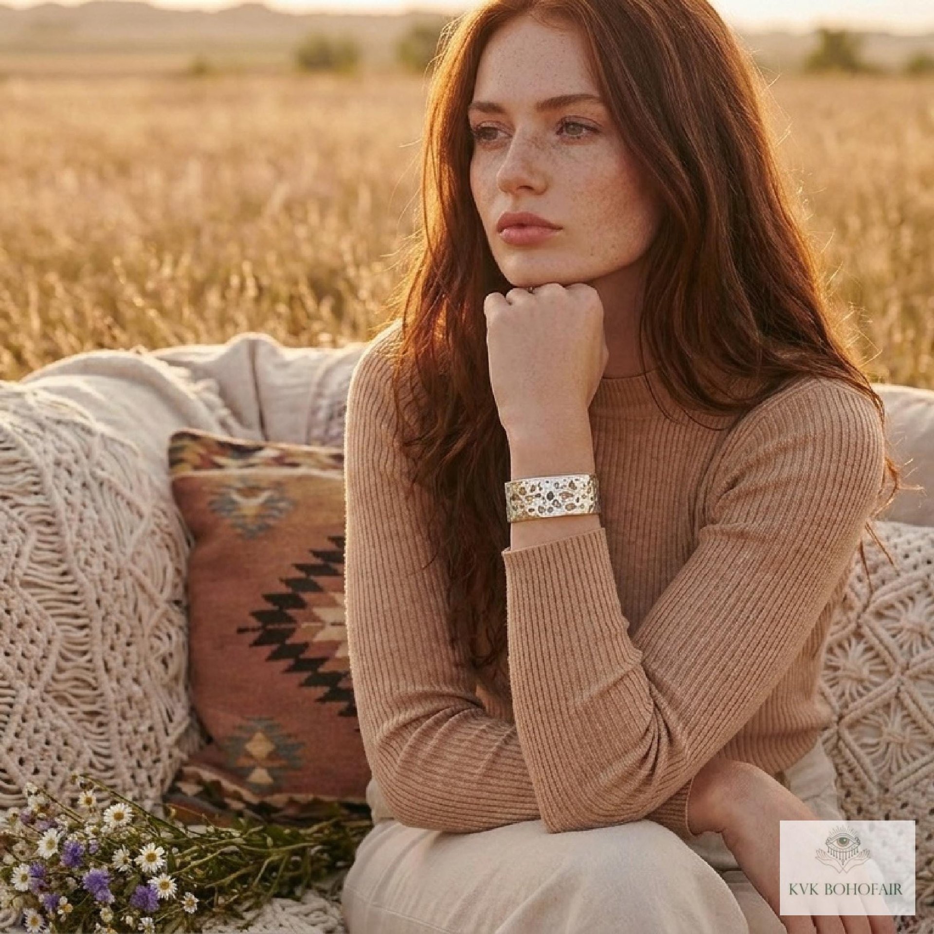 Hammered Silver Cuff Bracelet: Boho Bohemian Jewelry