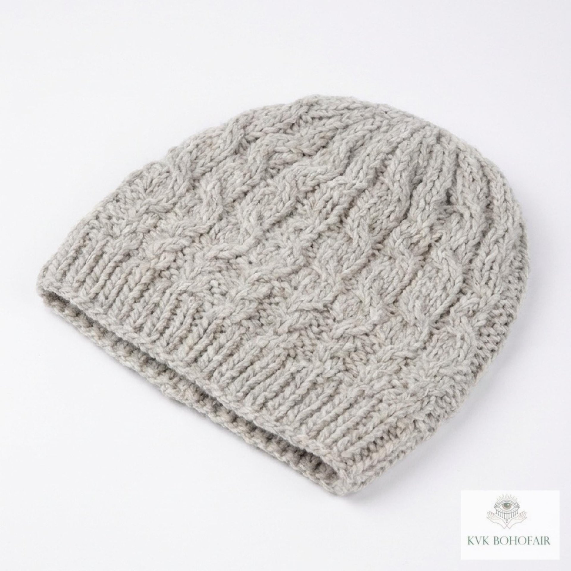 Cozy Gray Beanie Hat - Hand Knit Winter Accessory