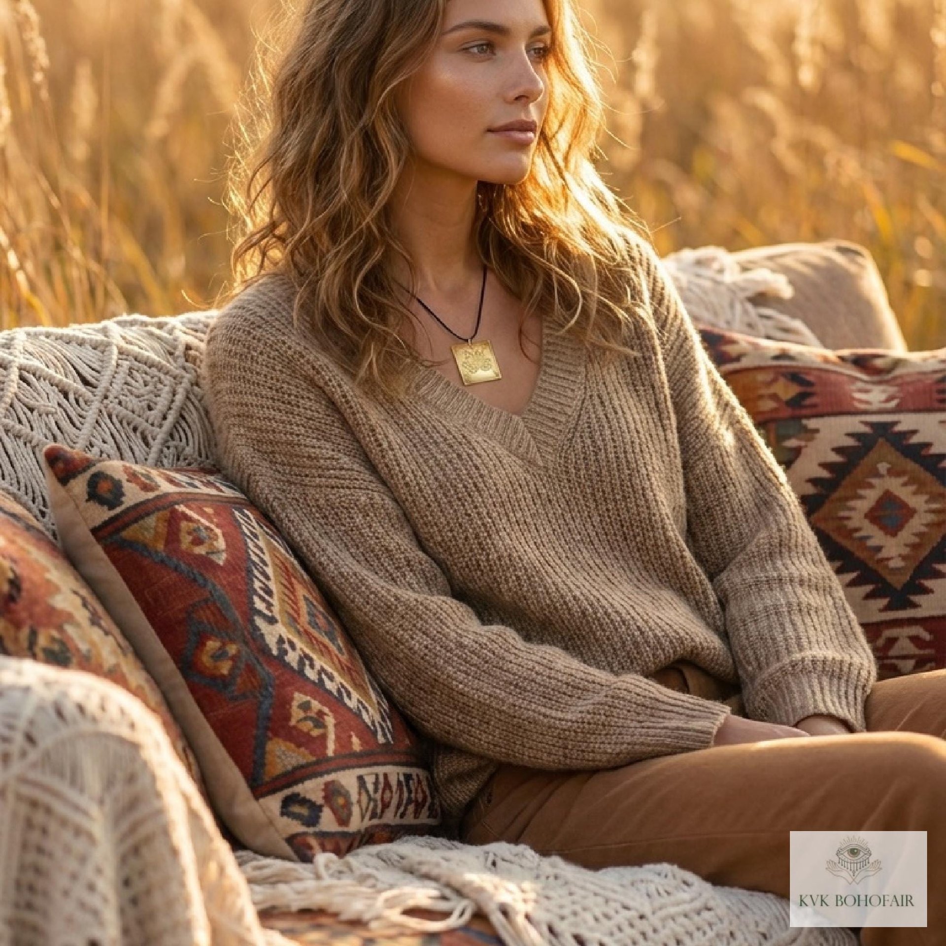 Square Brass Lotus Flower Necklace - Tie Back Minimalist Choker