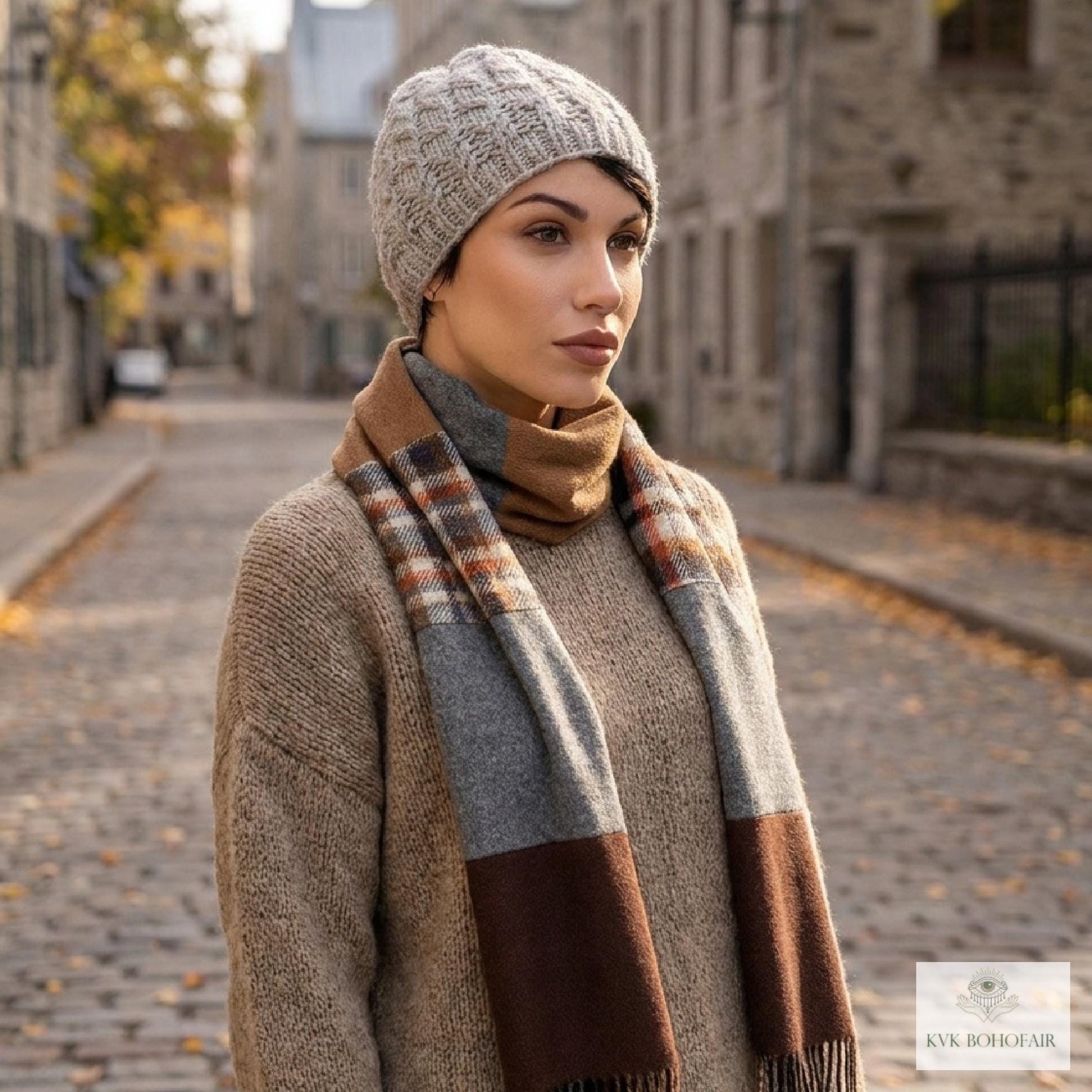 Cozy Gray Beanie Hat - Hand Knit Winter Accessory