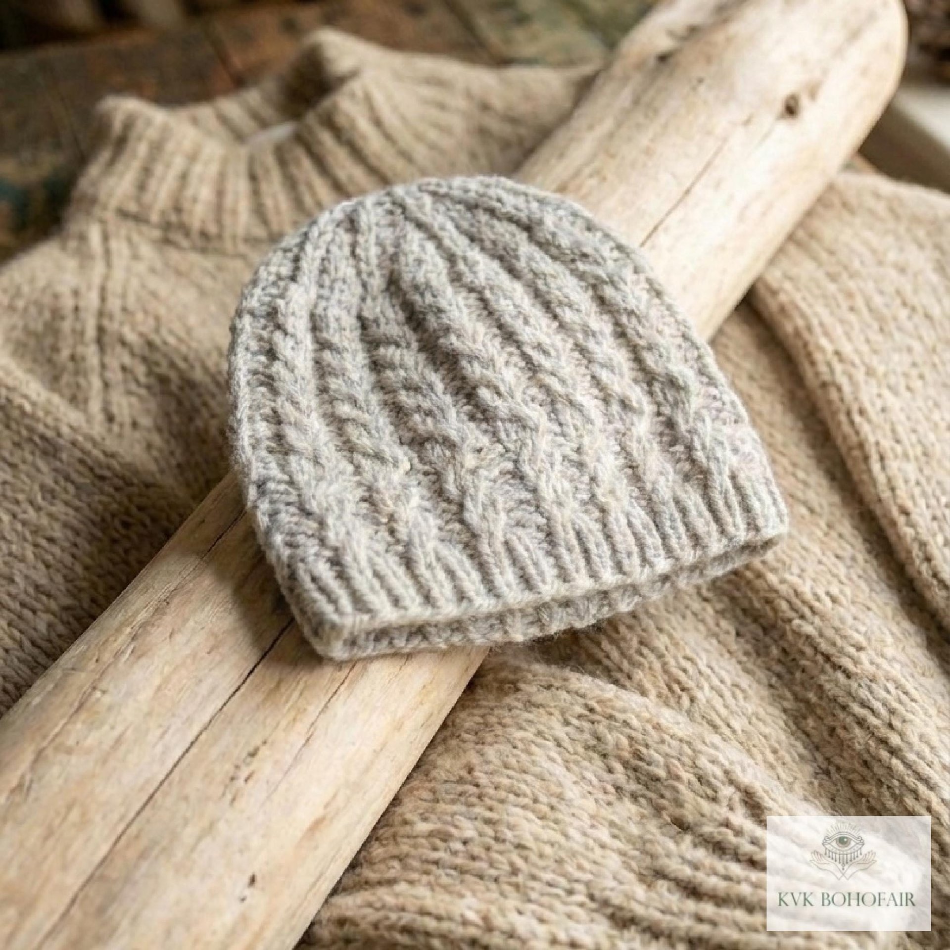 Cozy Gray Beanie Hat - Hand Knit Winter Accessory