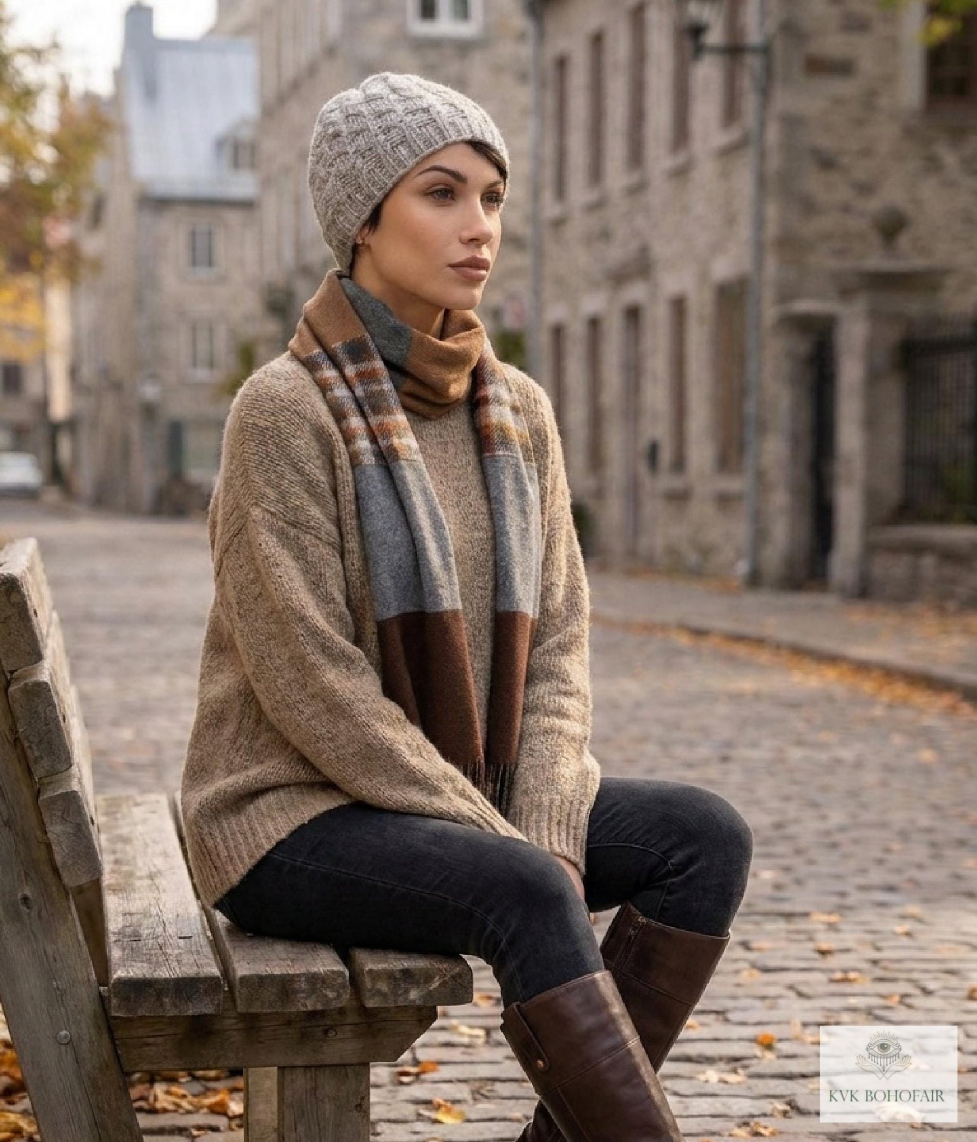Cozy Gray Beanie Hat - Hand Knit Winter Accessory