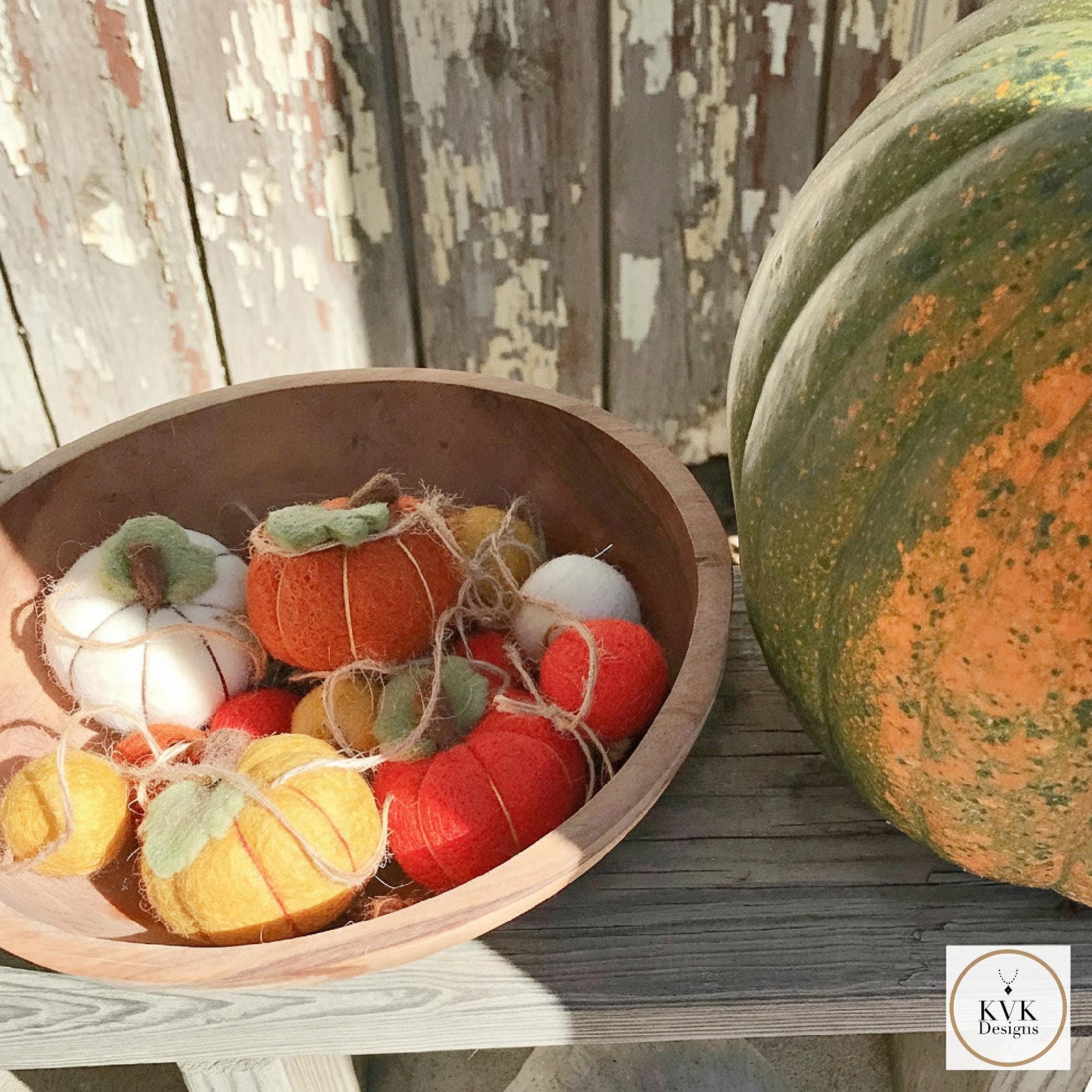 Handcrafted Autumn Pumpkin Wool Felt Garland with Eco-Friendly Dyes Seasonal Mantle Decor