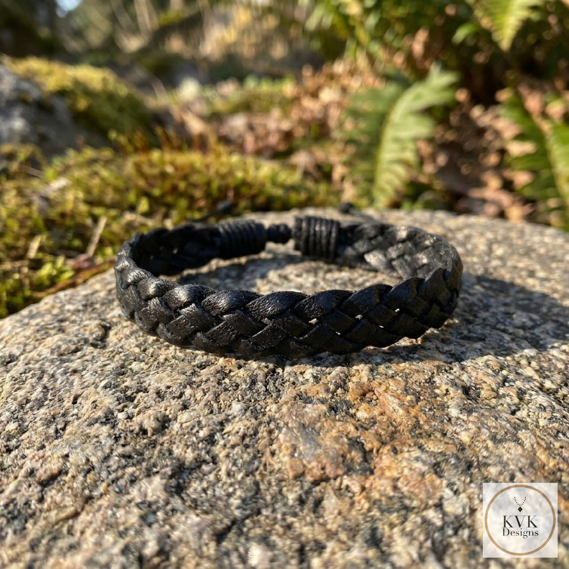 Black Braided Leather Cuff Bracelet - Stylish Men's Jewelry