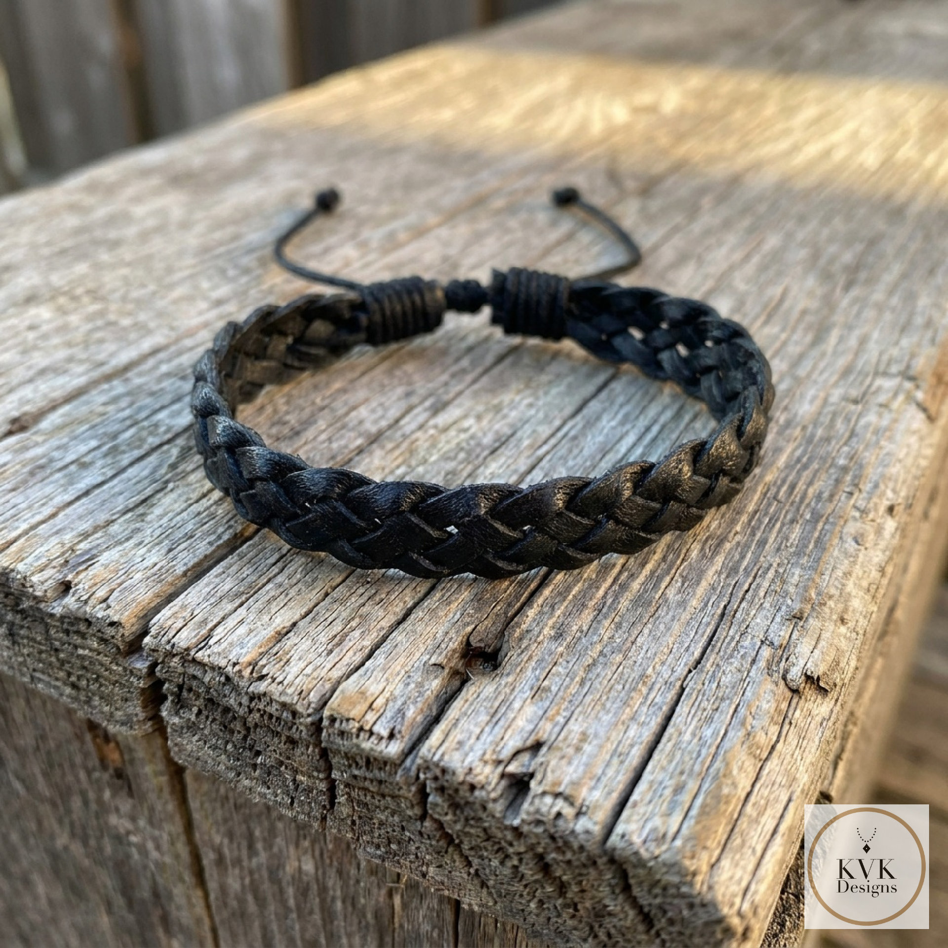 Black Braided Leather Cuff Bracelet - Stylish Men's Jewelry