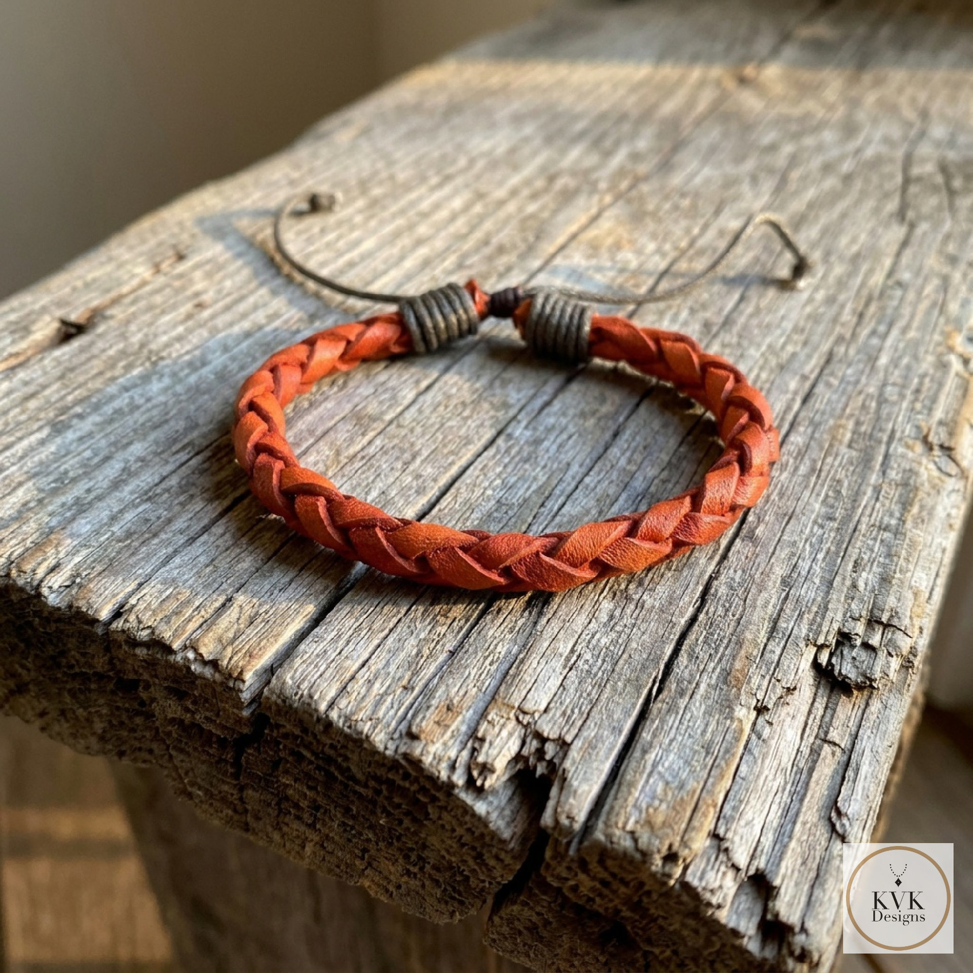 Boho Mens Leather Cuff - Braided Bracelet Gift for Him