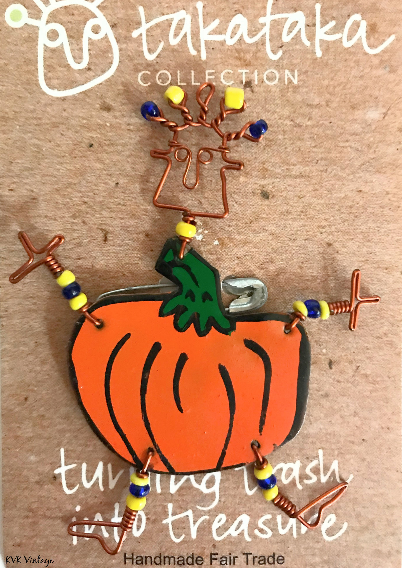 Dancing Pumpkin Girl Copper Wire Pin