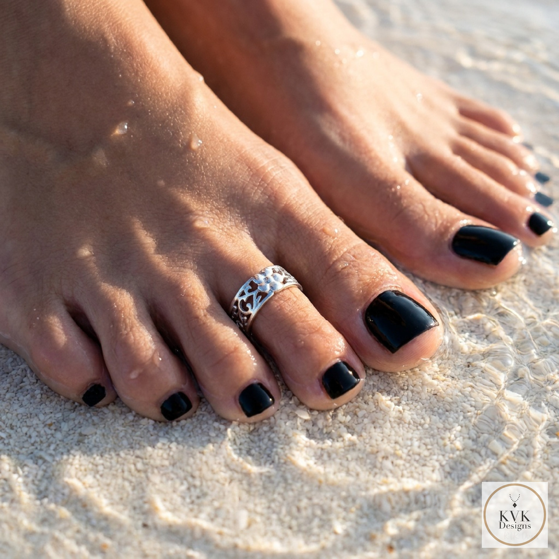 Silver Plated Flower Toe Ring